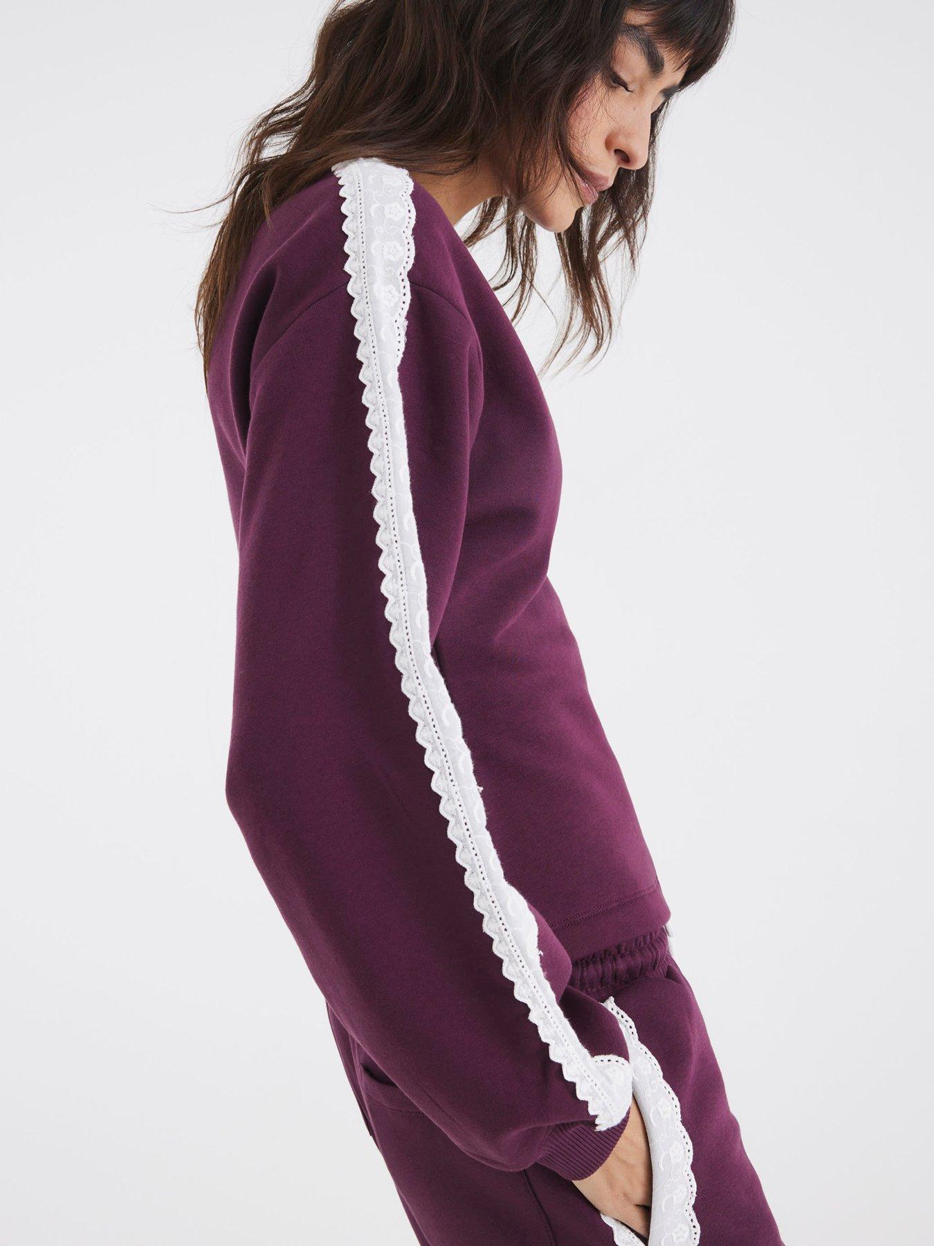 river-island-long-sleeve-lace-trim-cinched-sweat-redoutfit