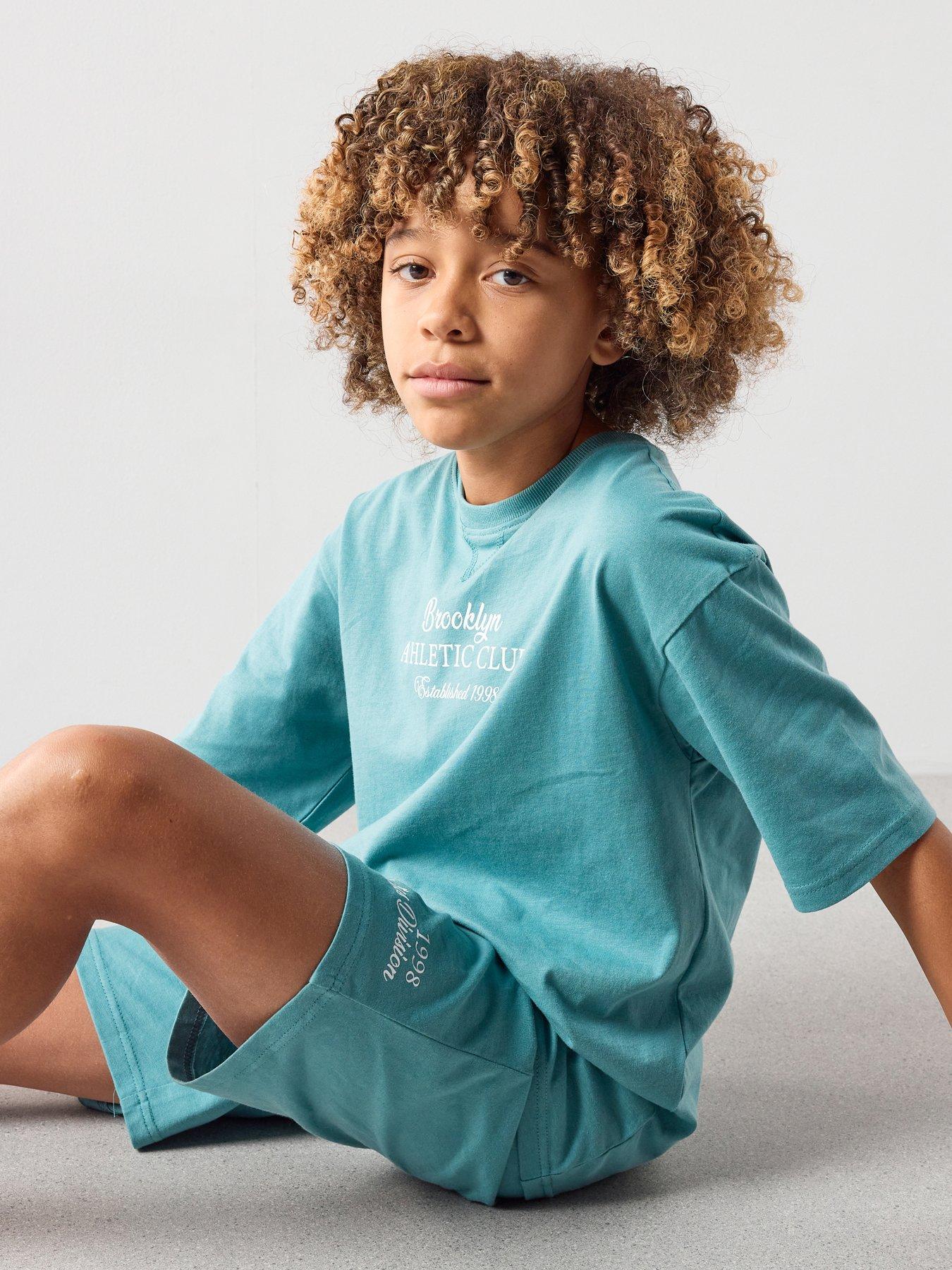 Image 1 of 5 of The Very Collection Boys Athletic Club Shortie Pyjamas - Blue