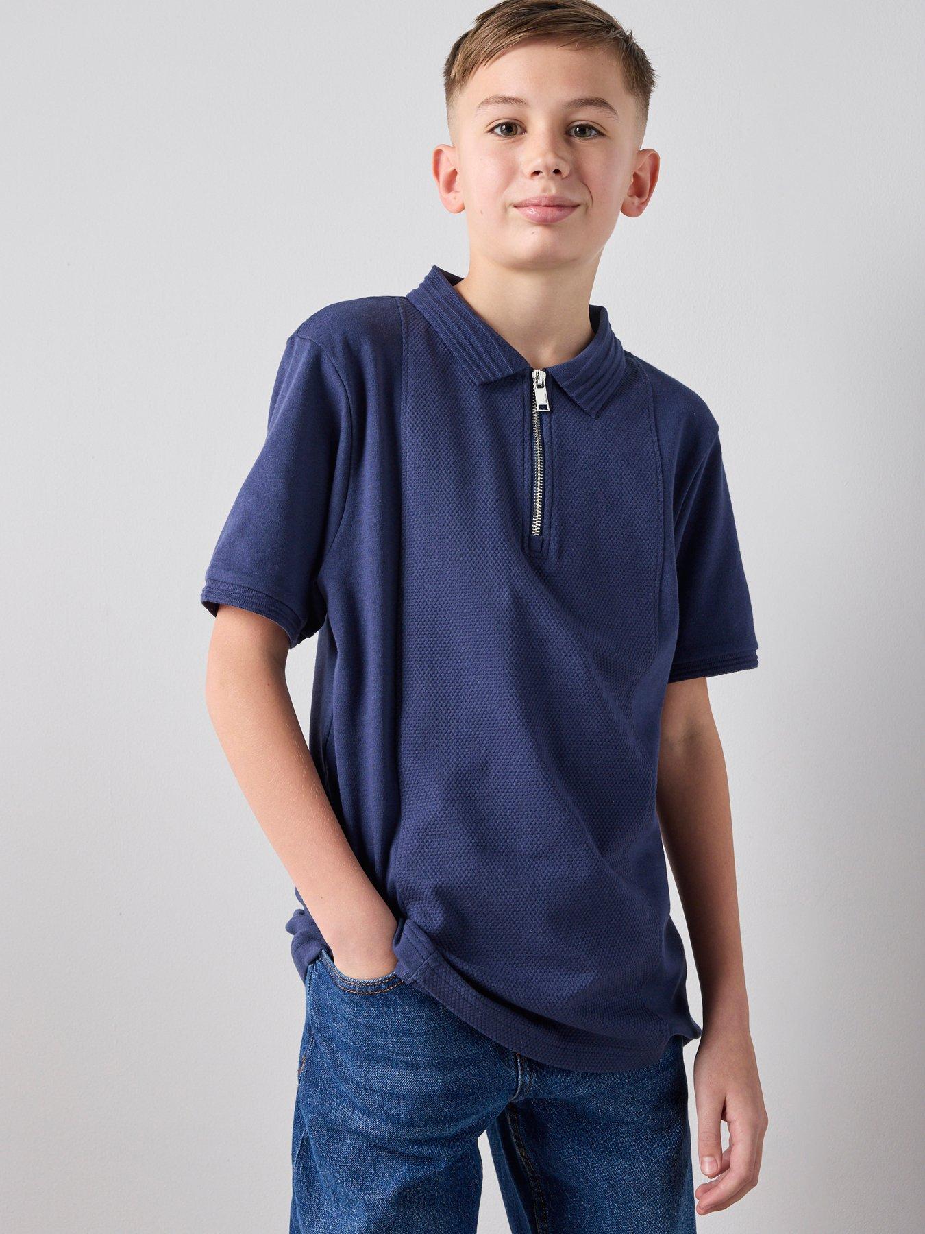The Very Collection Boys Textured Detail Polo T-Shirt - White