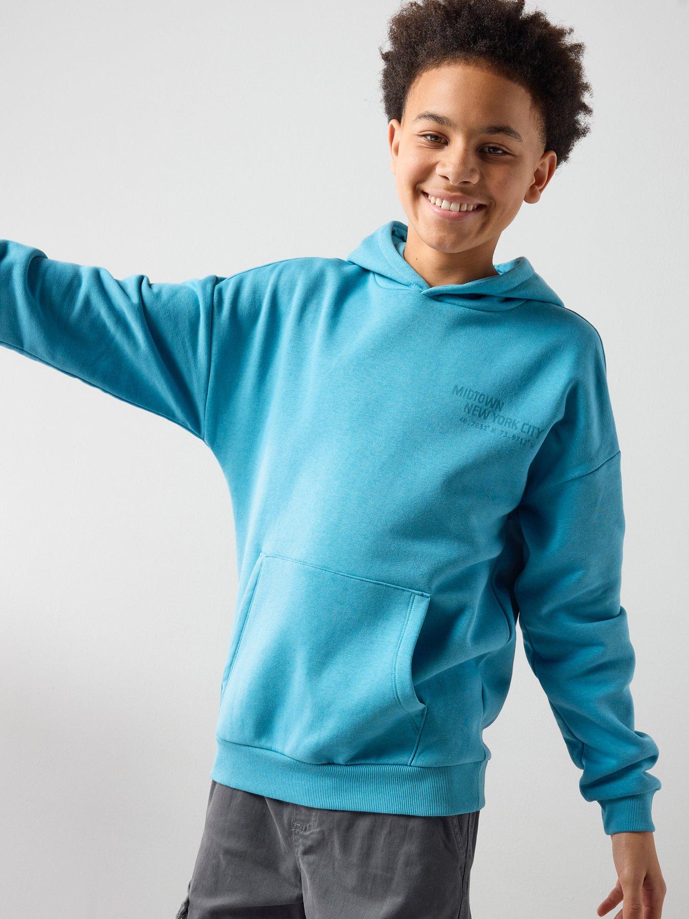 the-very-collection-boys-drop-shoulder-slogan-hoodie-bluefront