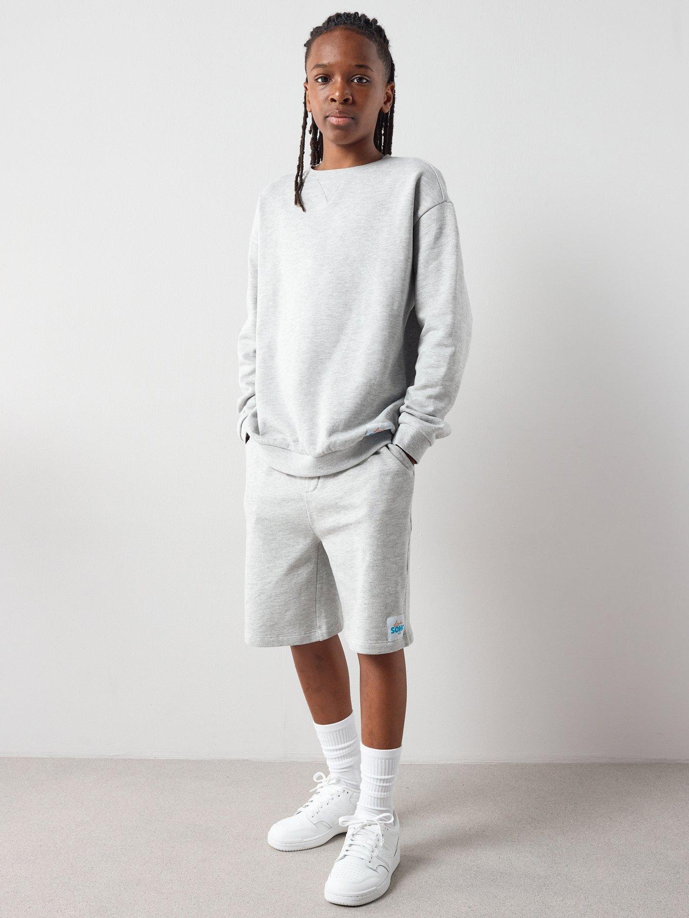 Image 1 of 6 of The Very Collection Boys Tab Detail Sweatshirt And Shorts Set