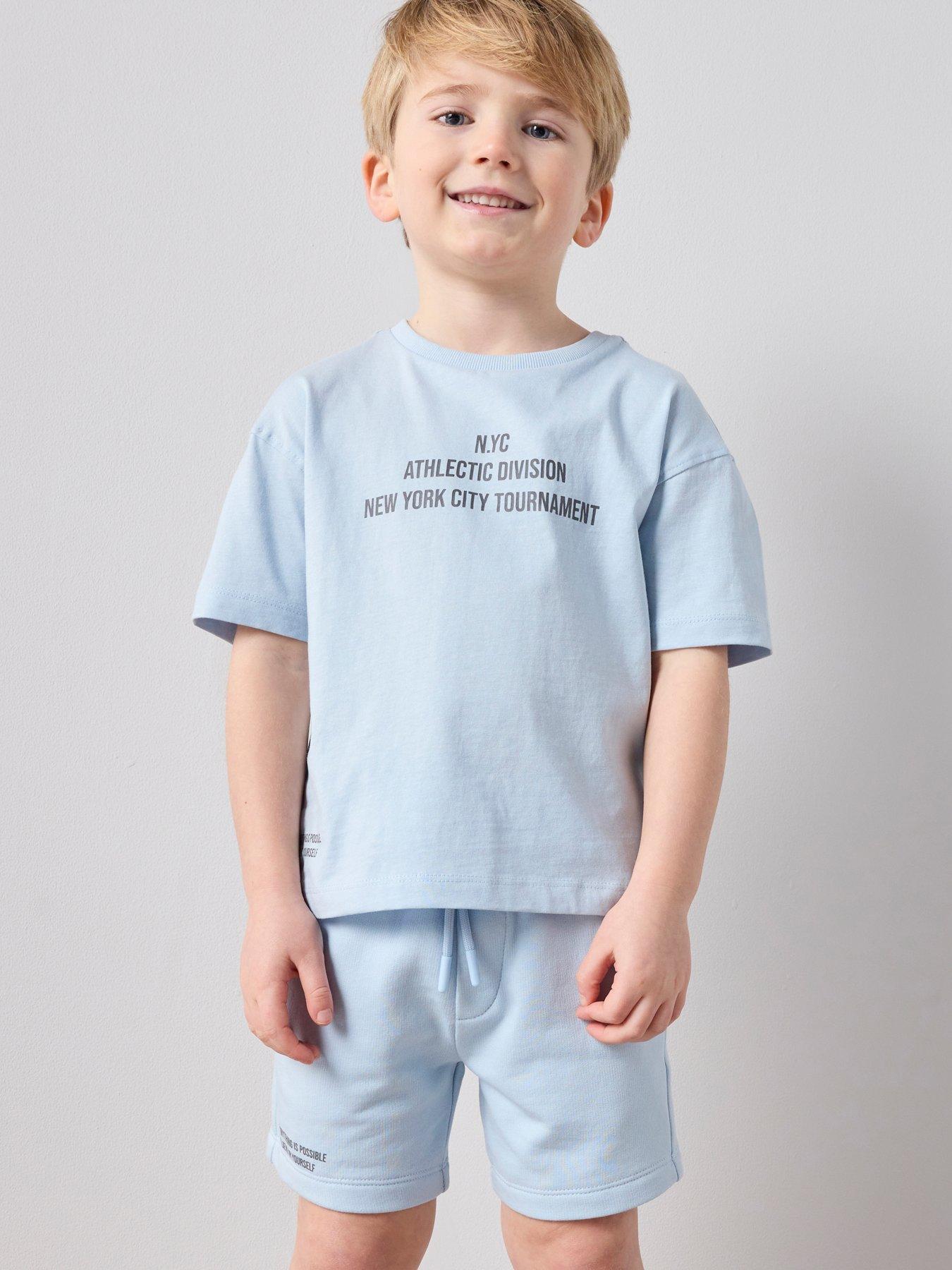 The Very Collection To Boys Cotton Rich Nyc Slogan Outfit Set - Blue