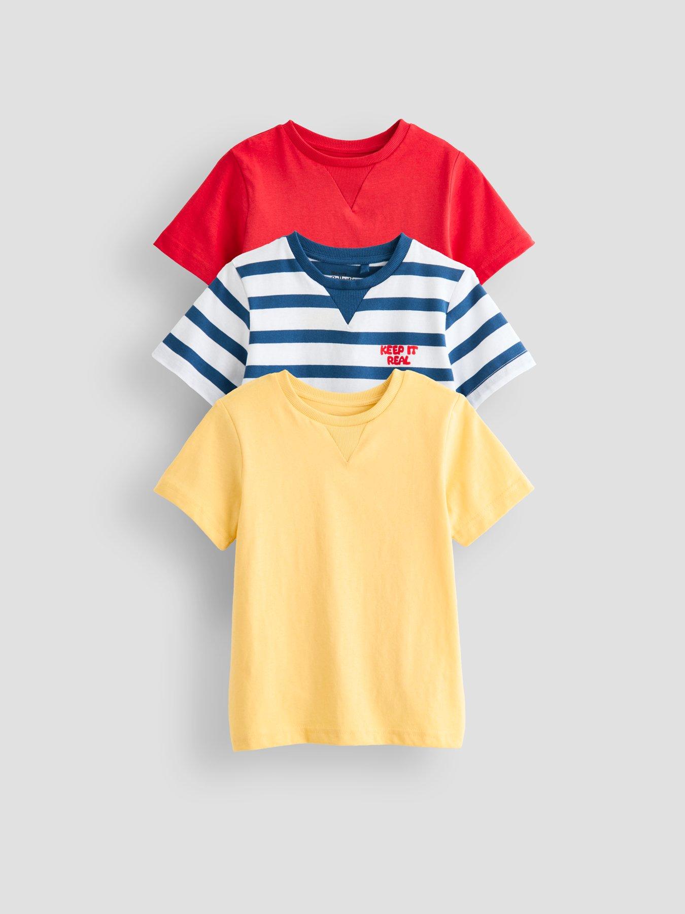 The Very Collection Boys Short Sleeve 3 Pack Stripe Dropped Shoulder T-shirt - Multi