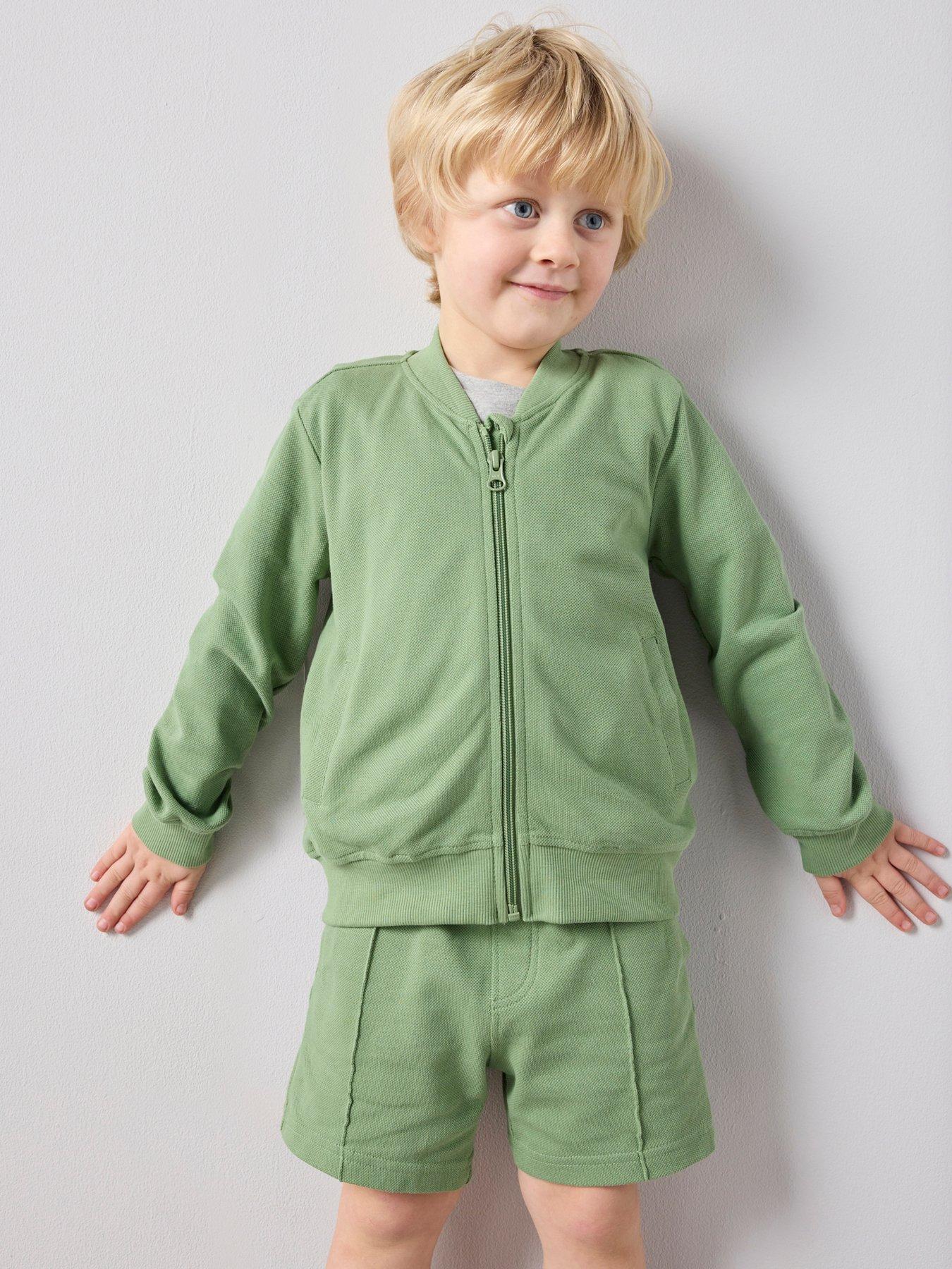 The Very Collection Boys 3 Piece Pique Jacket, Shorts and T-Shirt Set - Green