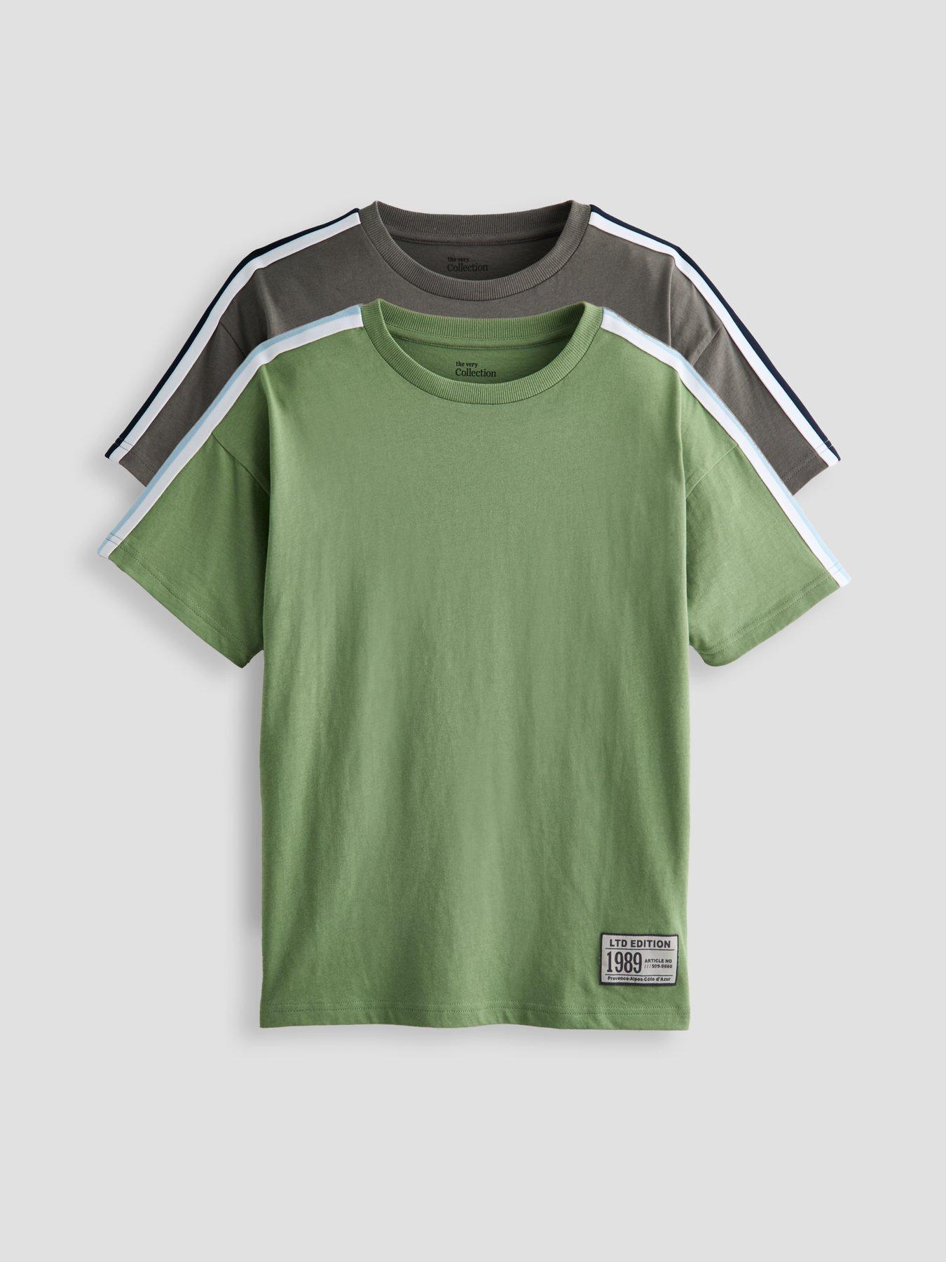 The Very Collection Boys 2 Pack Tape Sleeve Detail Tshirt