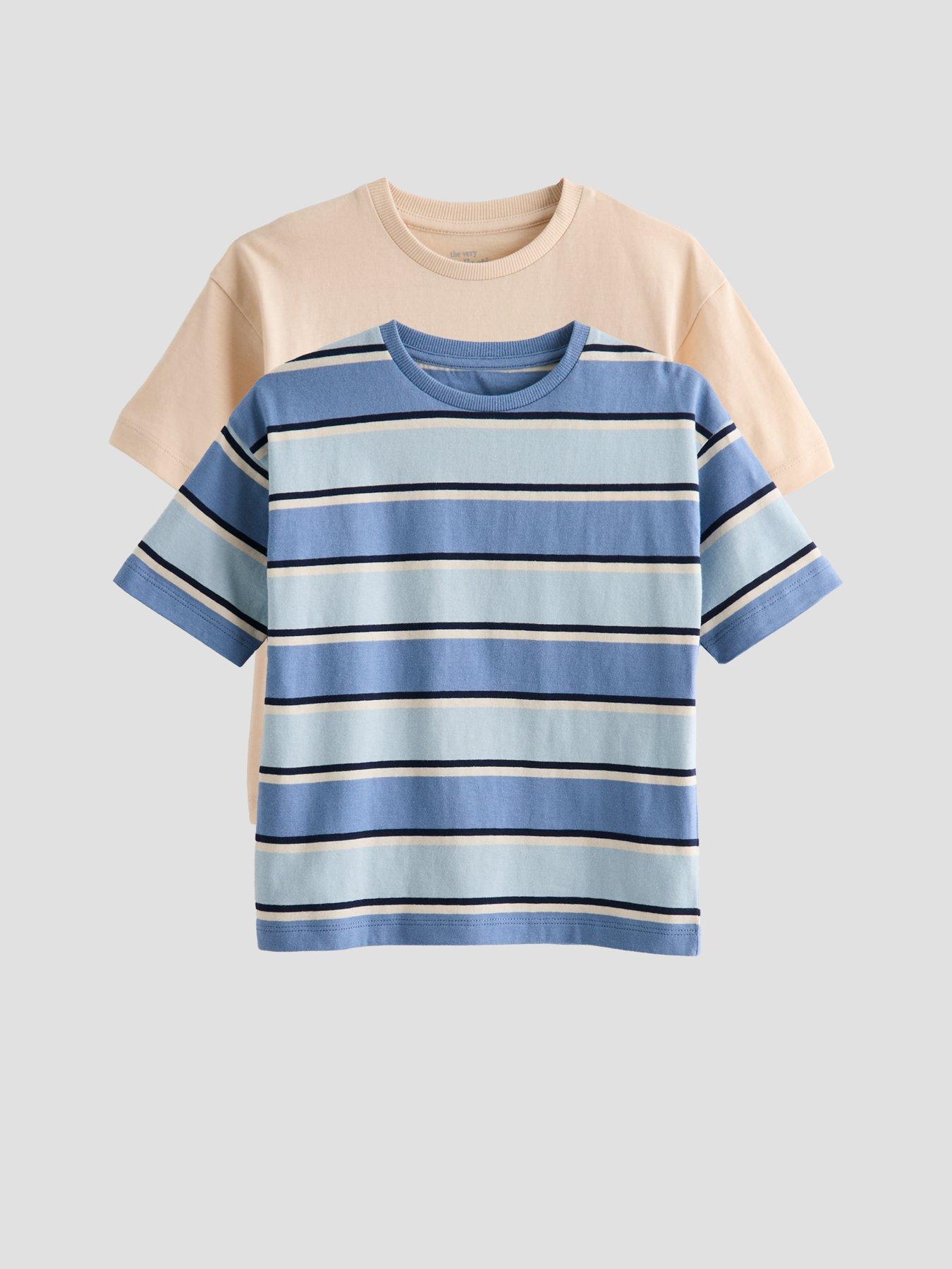 Image 1 of 6 of The Very Collection Boys 2 Pack Tiger Stripe T-shirts - Blue