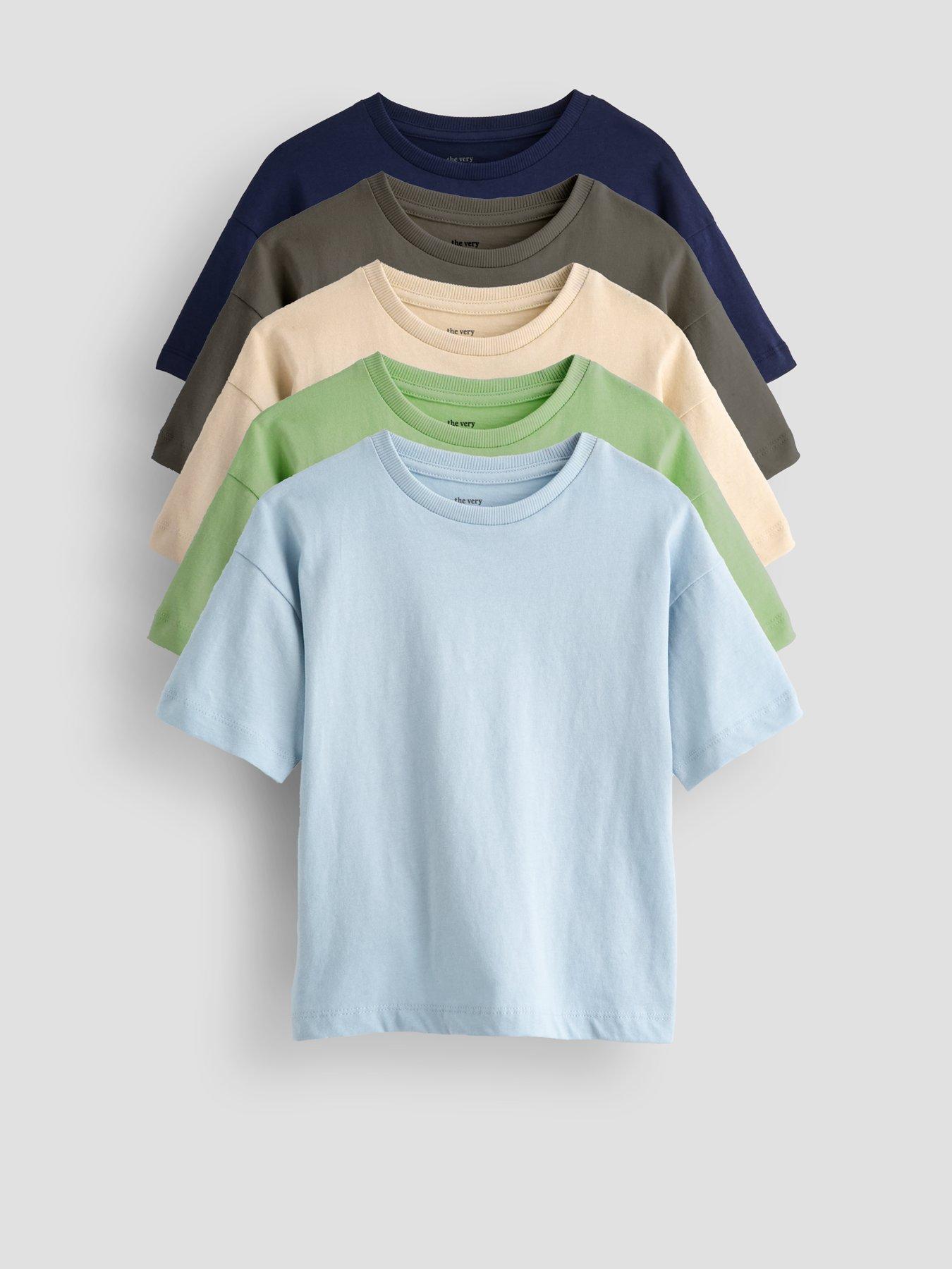 The Very Collection Boys 5 Pack Interlock Short Sleeve T-shirts - Multi