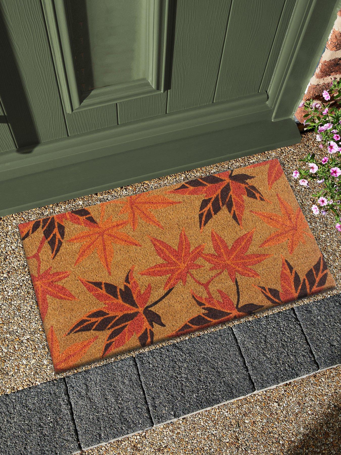 RHS RHS Coir Maple Leaves Orange Doormat 45 x 75cm
