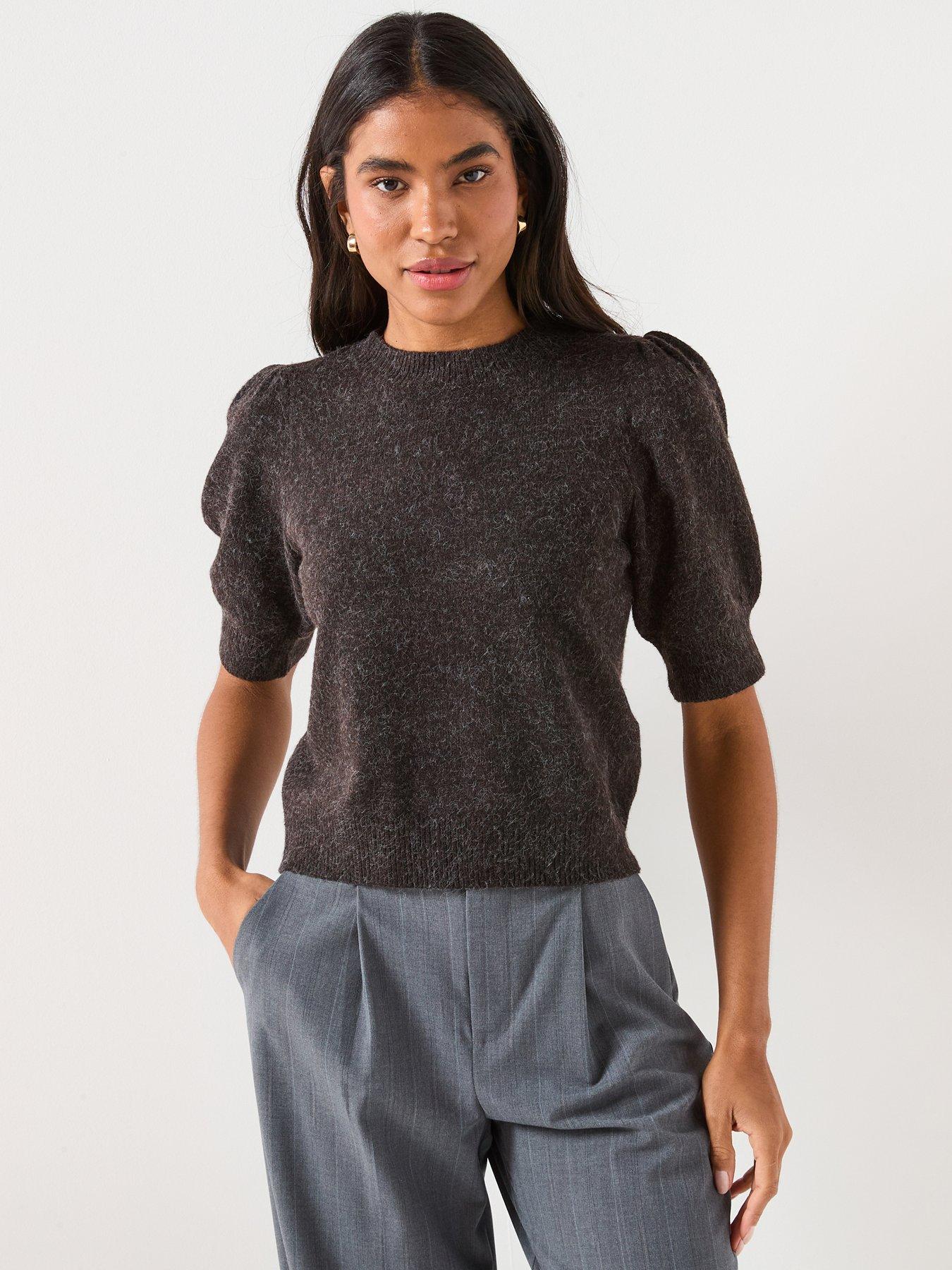 Vero Moda 2/4 O-neck Short Sleeve Jumper - Brown