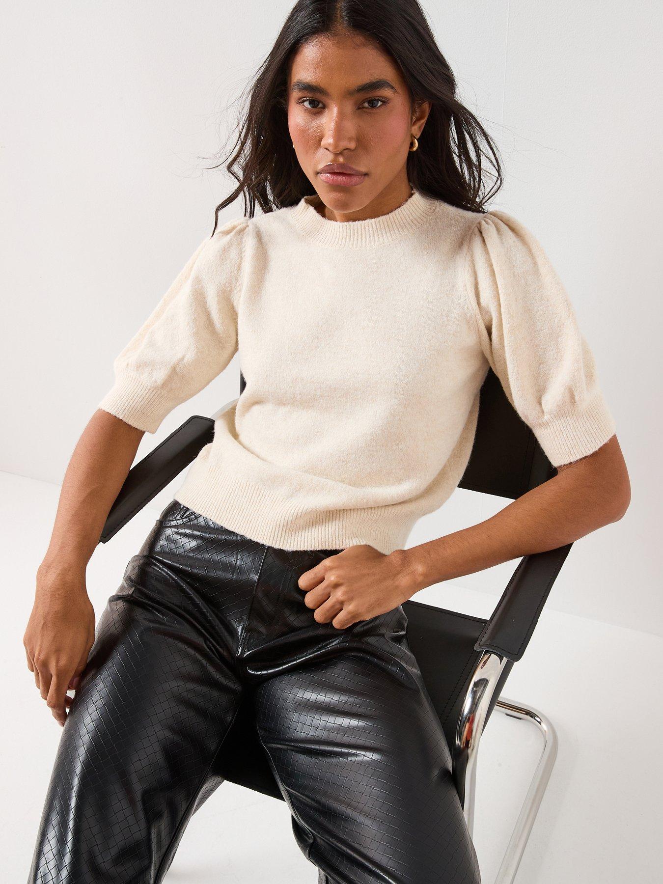 Vero Moda 2/4 O-neck Short Sleeve Jumper - Cream