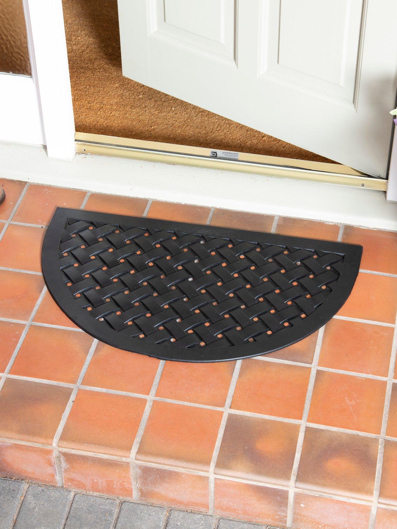 ARTHOUSE Reddish Half Moon Rubber Lattice Black Doormat 45x75cm
