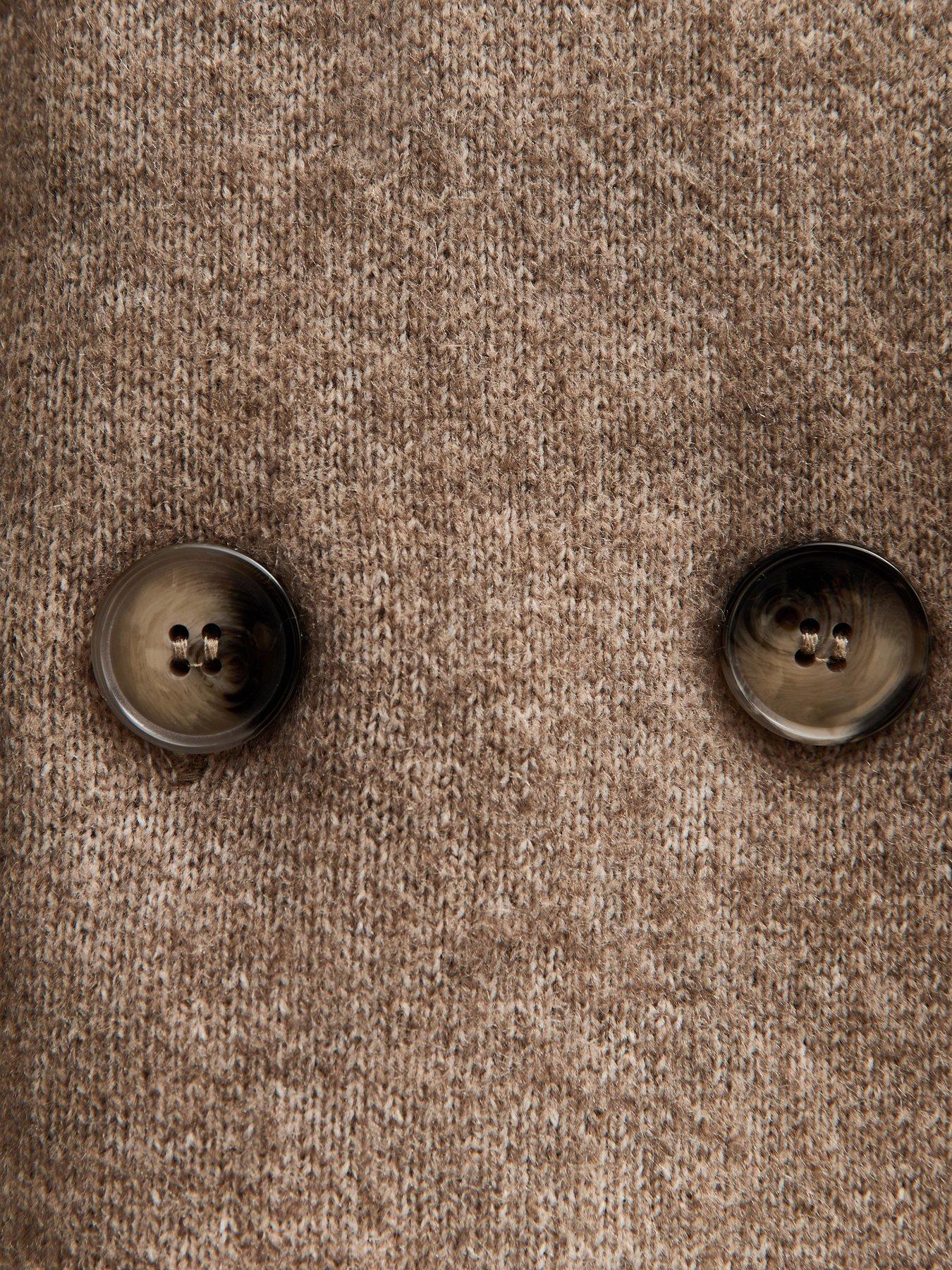 Image 5 of 5 of New Look Double Breasted Button Front Cardigan - Brown