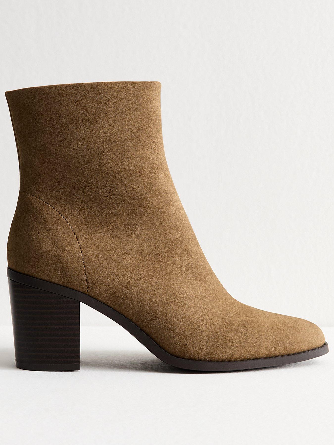 New Look Camel Faux Suede Almond Toe Ankle Boots - Brown