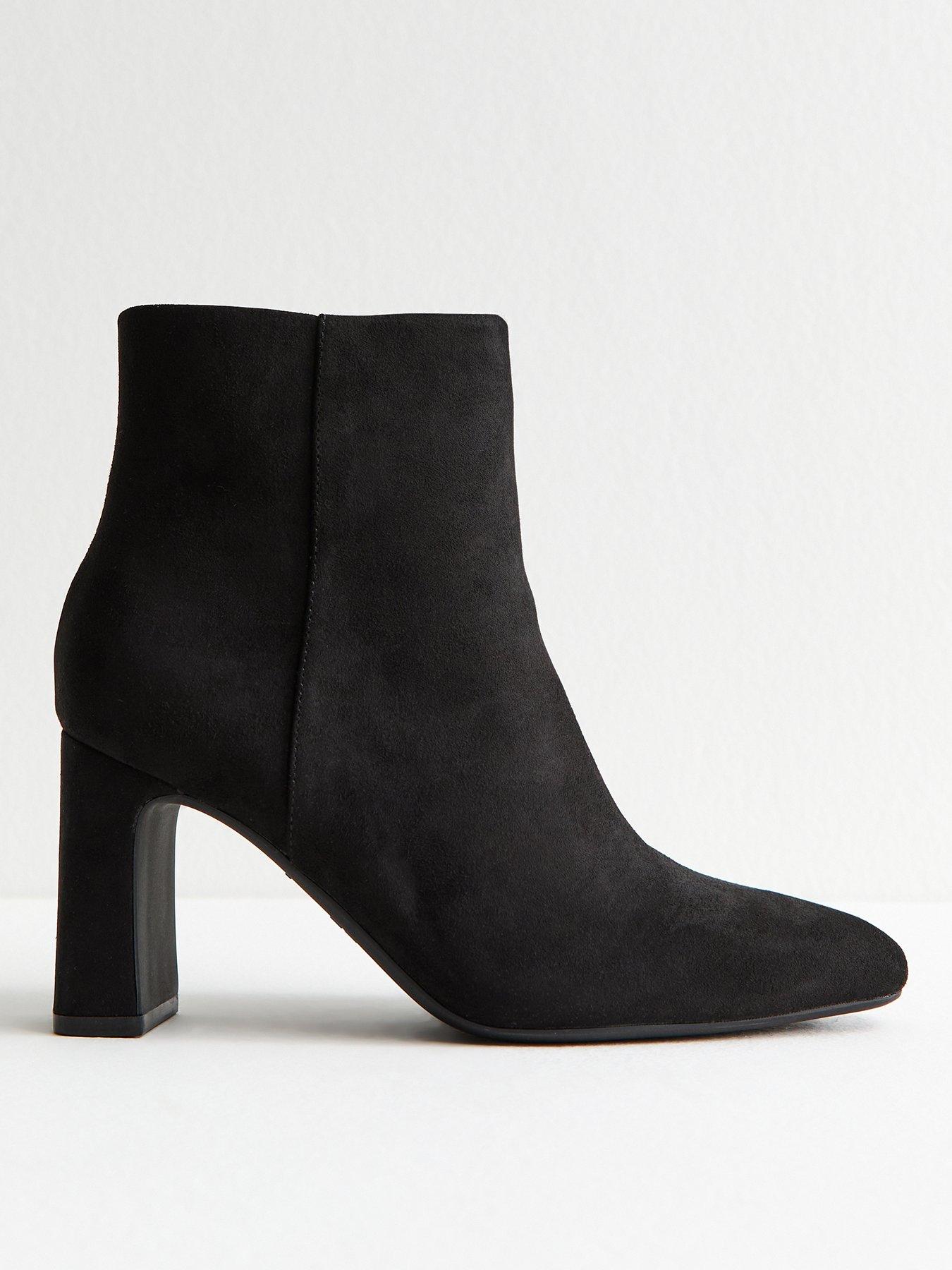 New Look Faux Suede Almond Toe Ankle Boots - Black