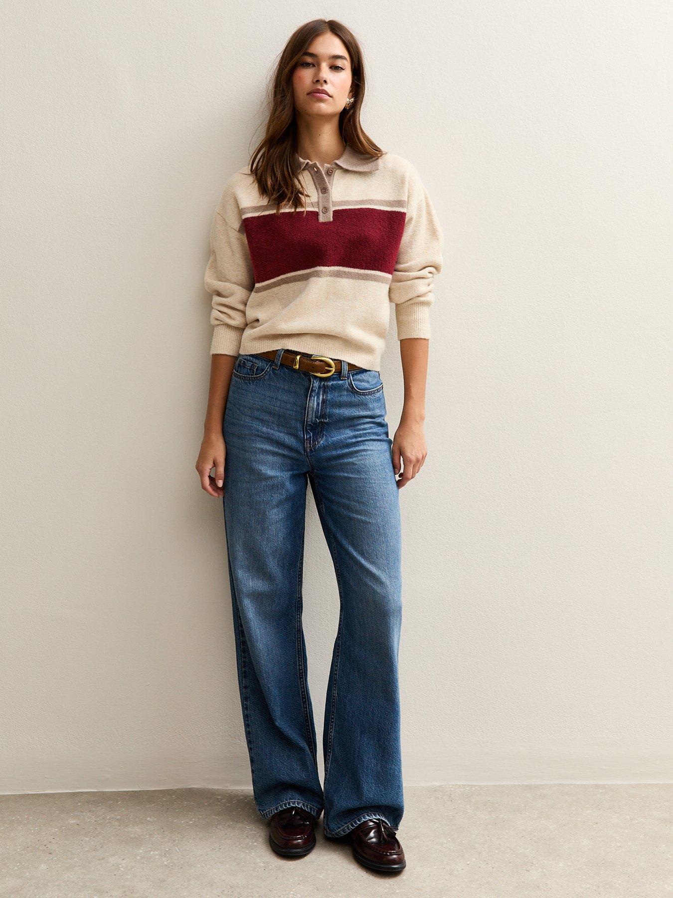 Image 3 of 6 of New Look Cream Colour Block Button Up Polo Top - Beige