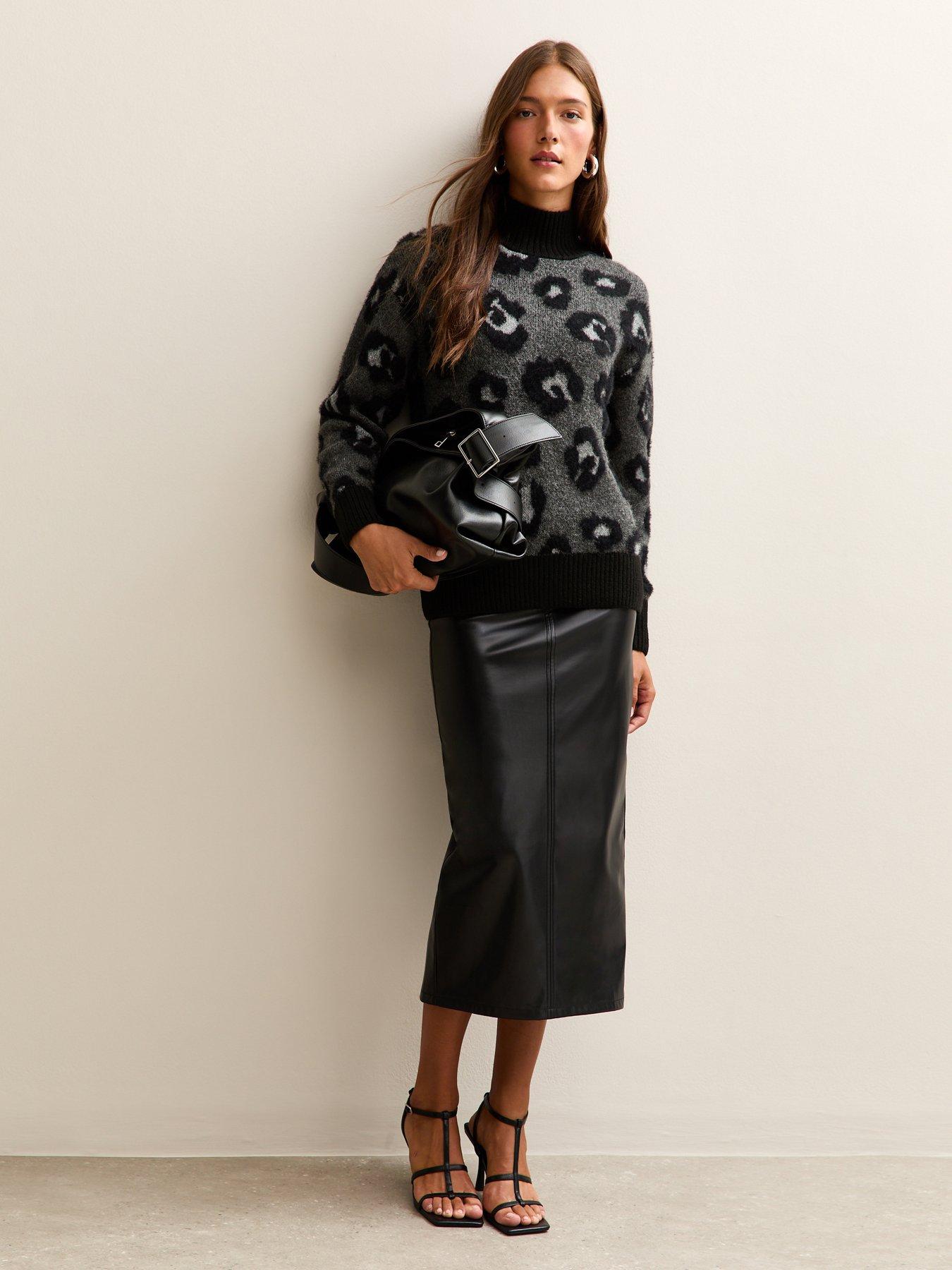 New Look Dark Grey Animal Knit Jumper