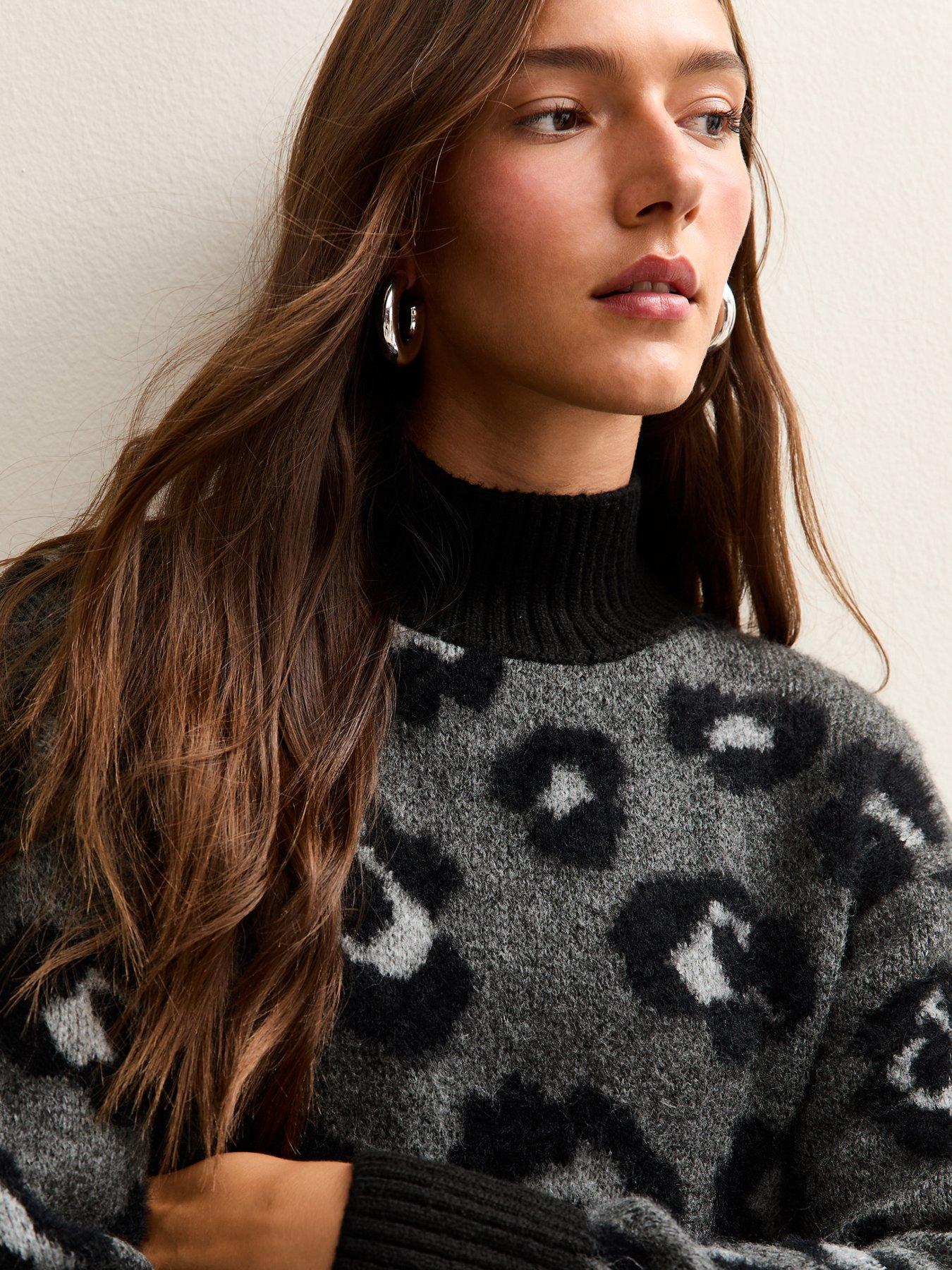 new-look-dark-grey-animal-knit-jumperback