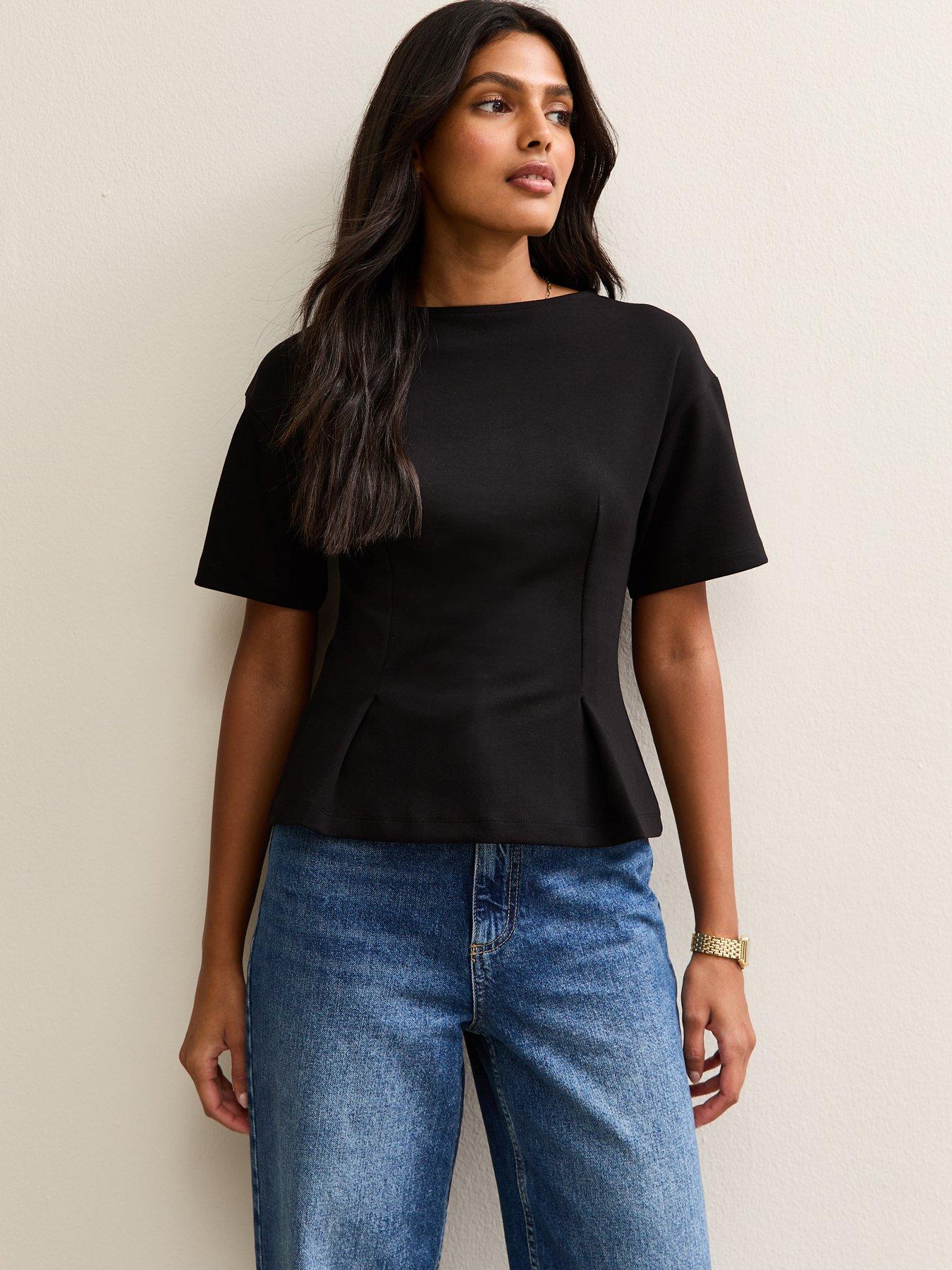 new-look-stretch-jersey-ponte-fitted-t-shirt-black
