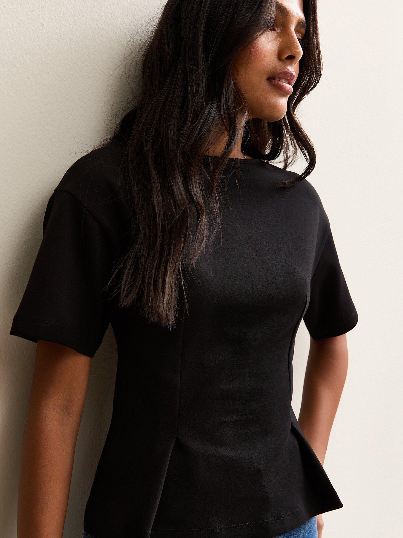 new-look-stretch-jersey-ponte-fitted-t-shirt-blackoutfit