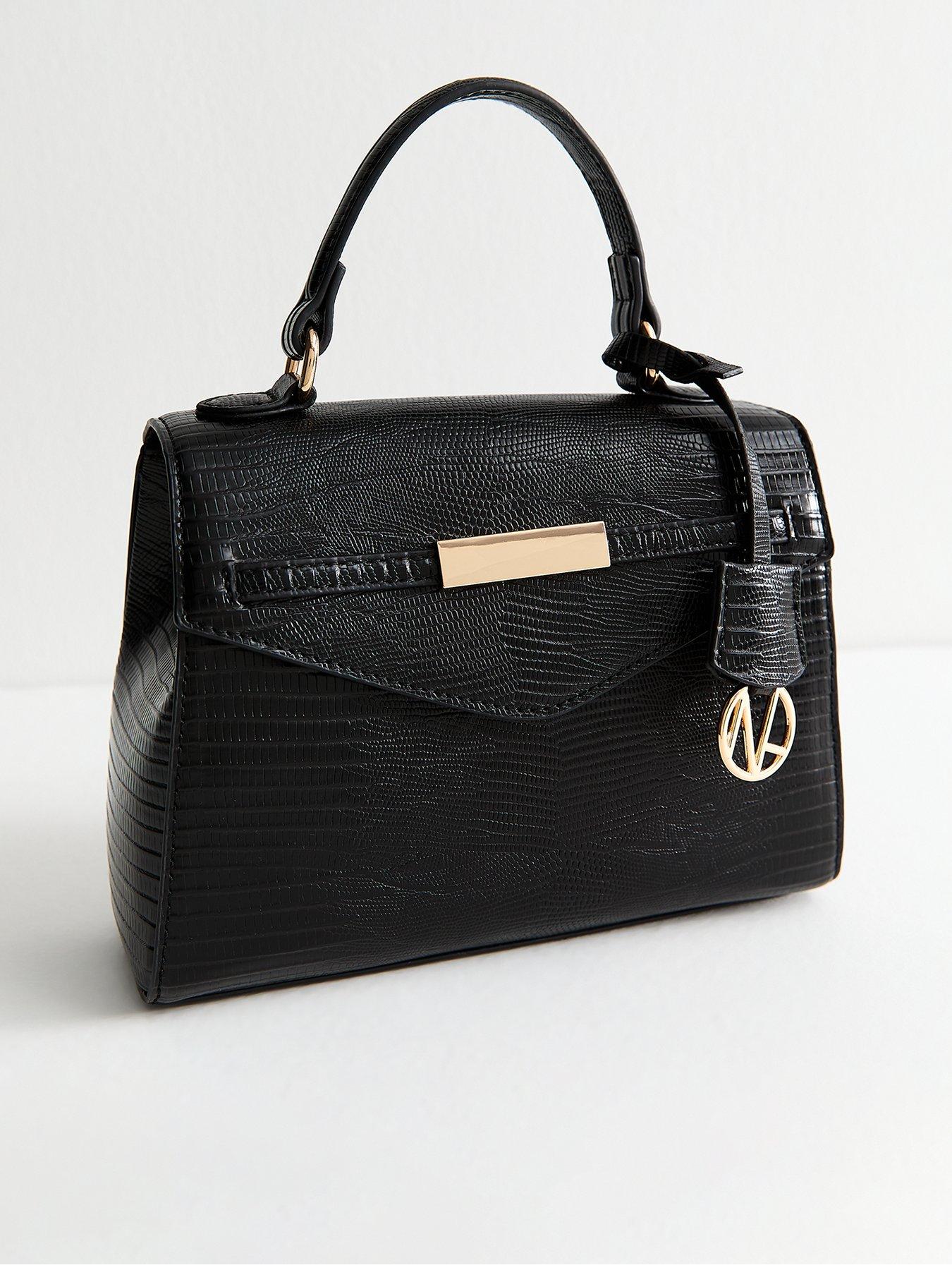 new-look-black-faux-leather-textured-top-handle-tote-bag