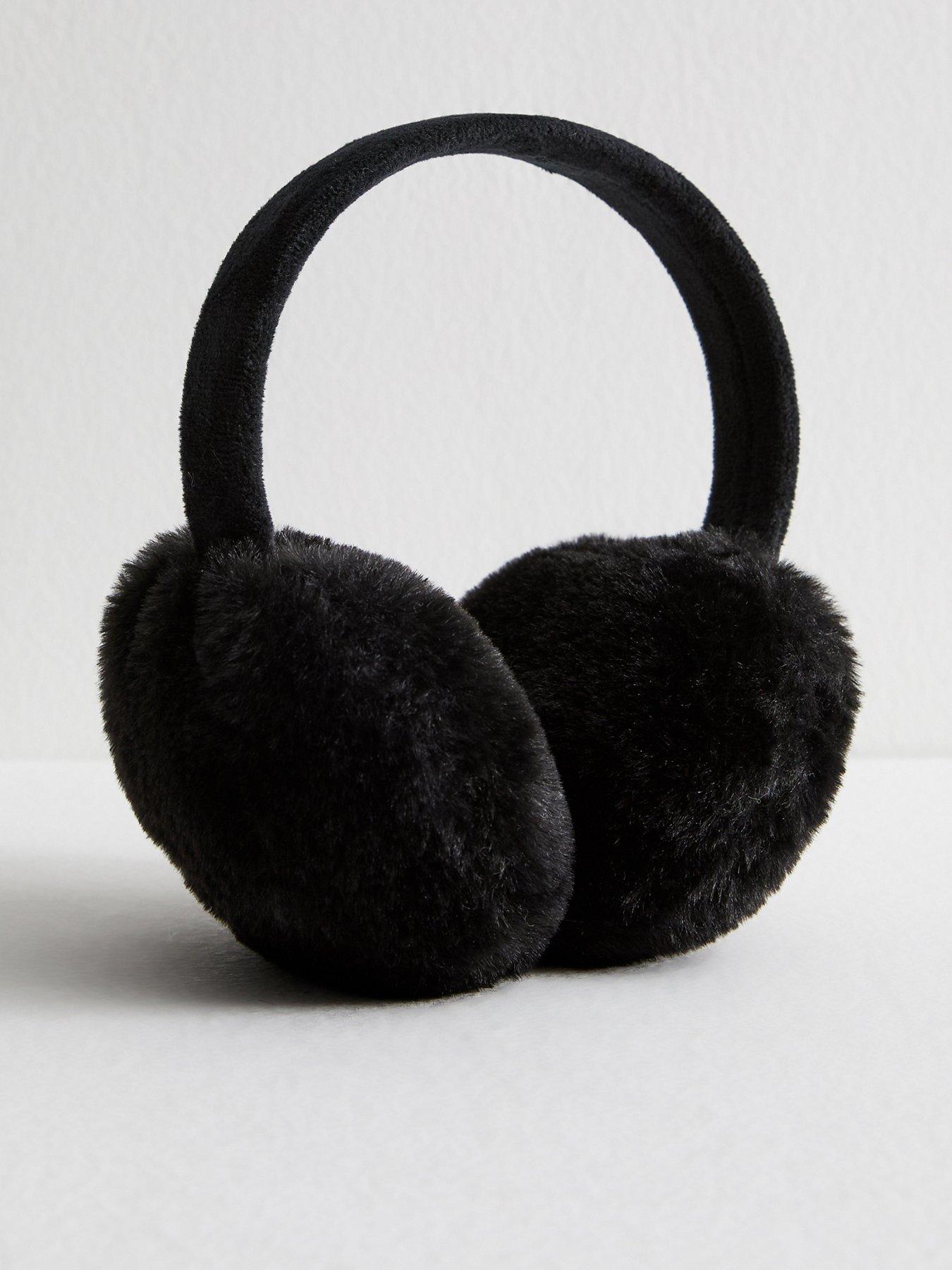 Image 1 of 3 of New Look Black Faux Fur Ear Muffs