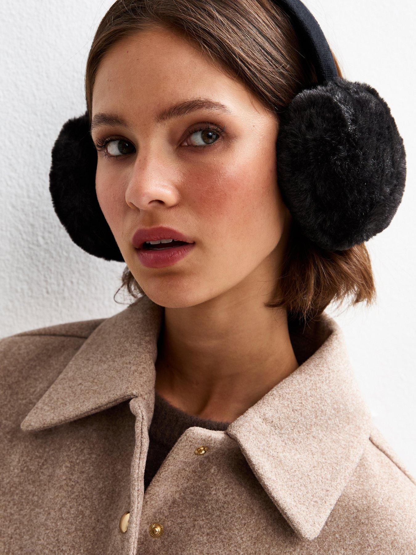 Image 2 of 3 of New Look Black Faux Fur Ear Muffs