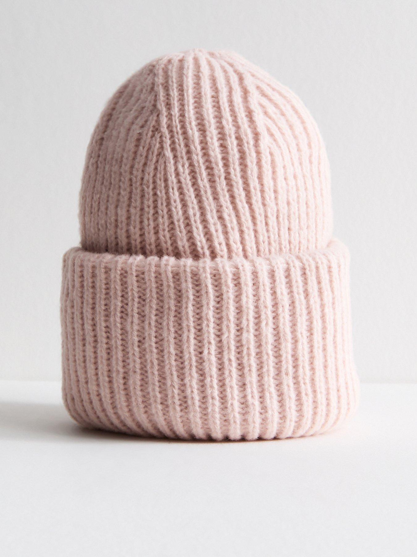 Image 1 of 3 of New Look Pink Ribbed Knit Beanie