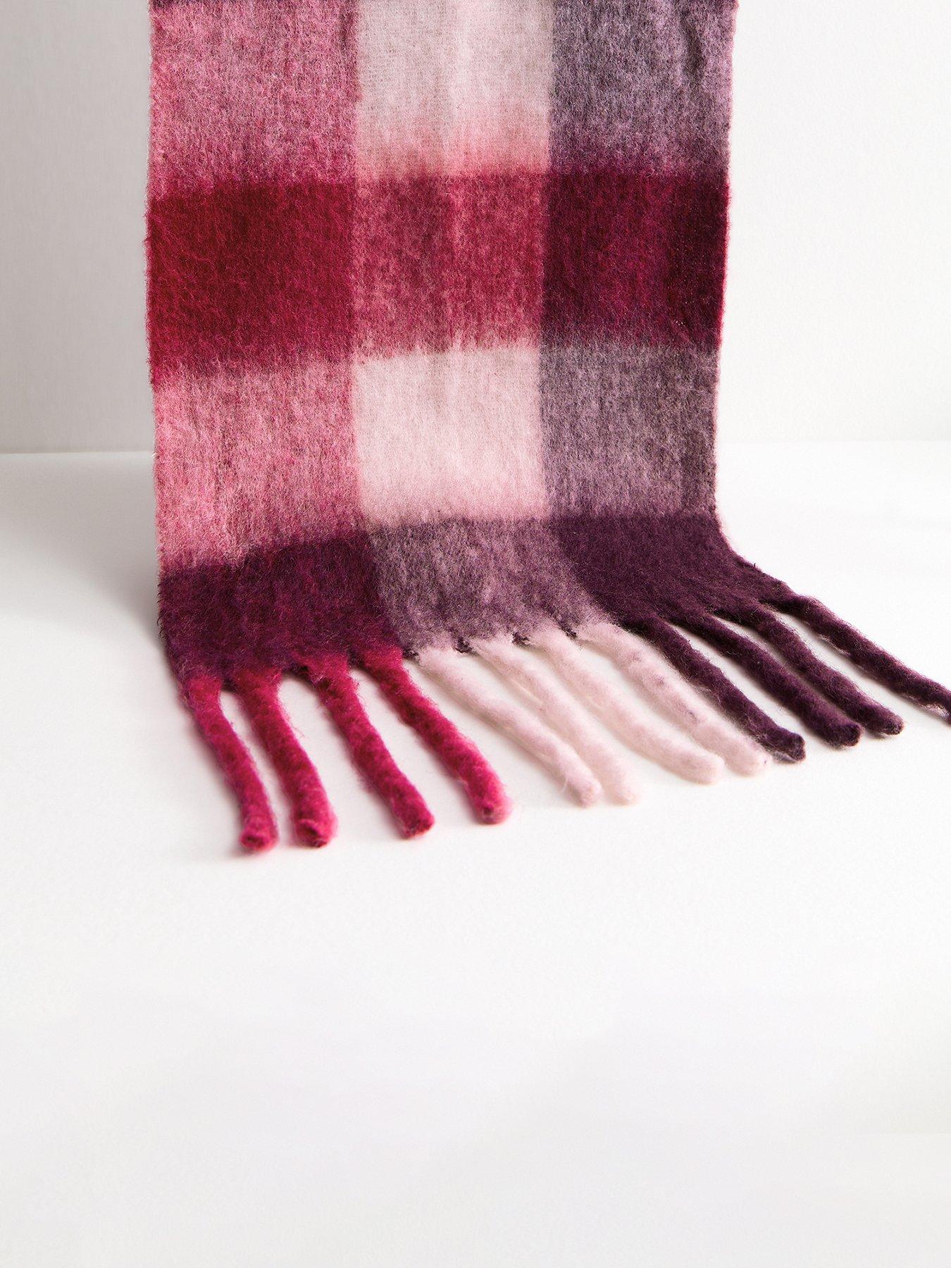 Image 2 of 3 of New Look Burgundy Checked Heavyweight Scarf