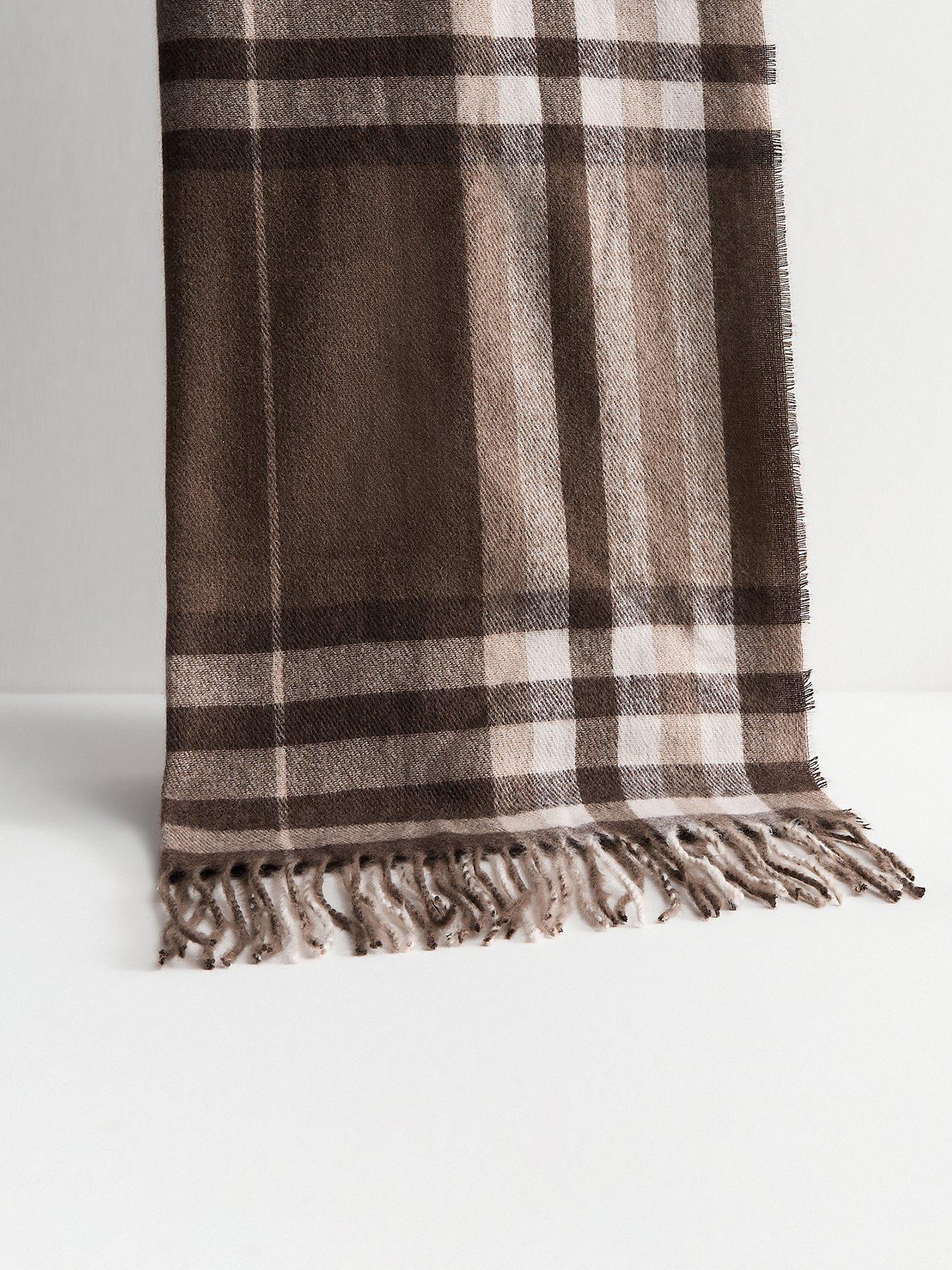Image 1 of 3 of New Look Brown Midweight Checked Scarf