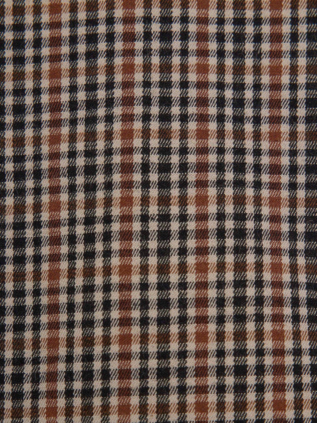 Image 5 of 6 of River Island Older Boys Button Check Trim T-Shirt - Beige