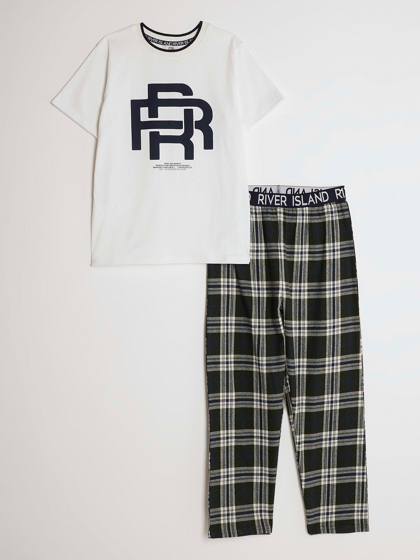 river-island-older-boys-rr-check-pyjama-t-shirt-set-green