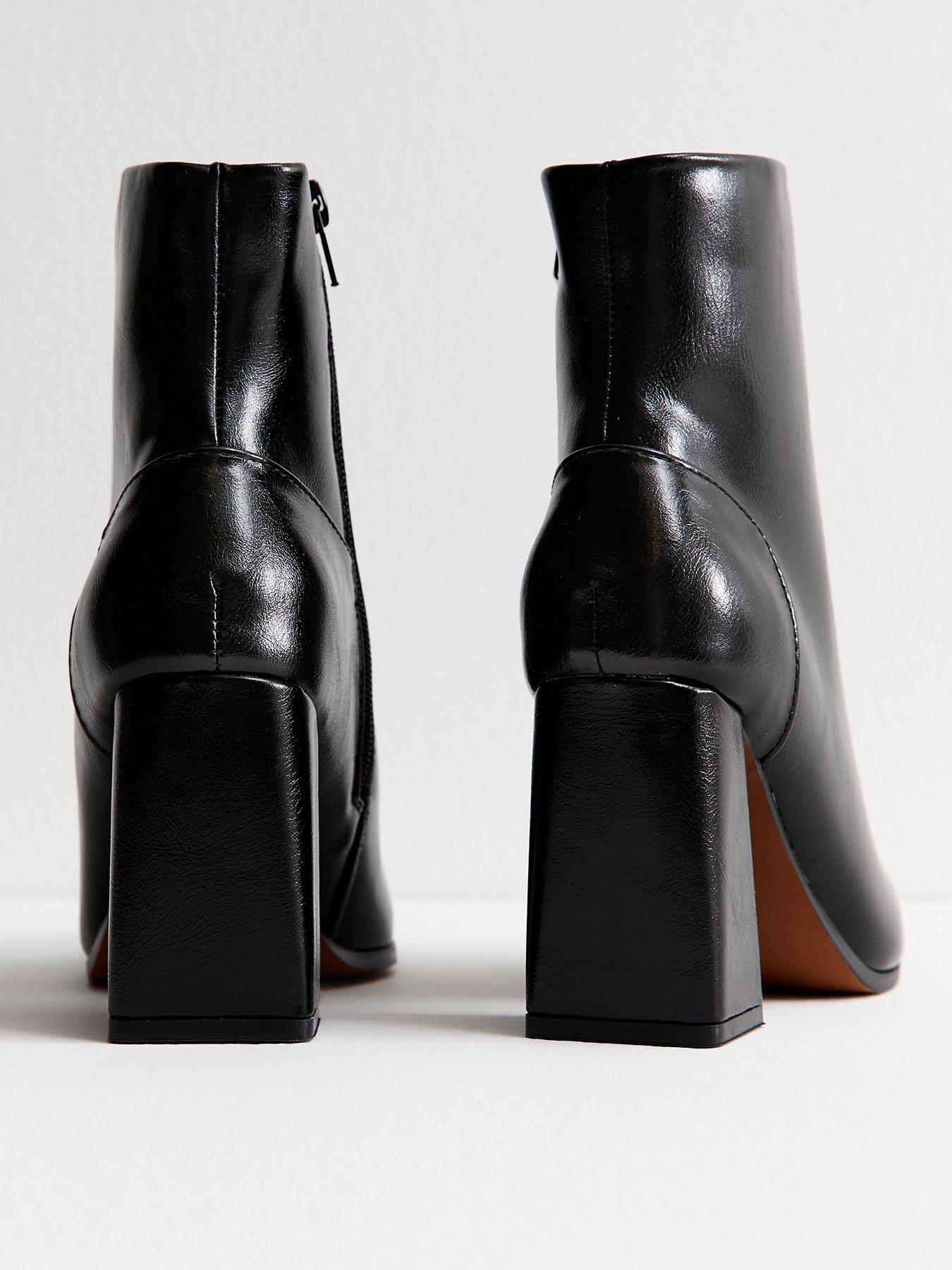 new-look-black-faux-leather-square-toe-ankle-bootsback
