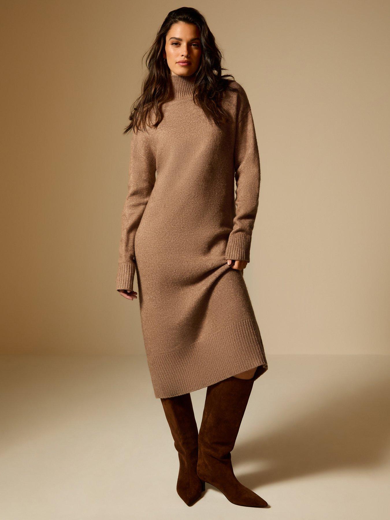 new-look-mink-high-neck-back-slit-midi-jumper-dress