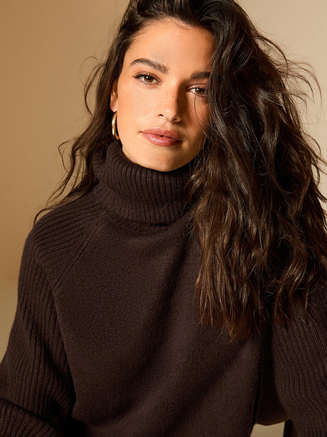 Image 5 of 6 of New Look Dark Brown Rib Roll Neck Jumper