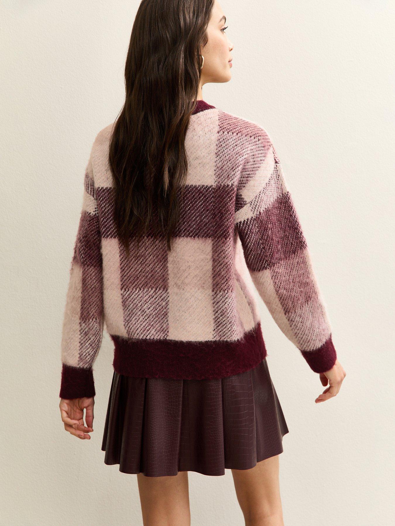 Image 2 of 5 of New Look Brushed Checked Jumper - Red