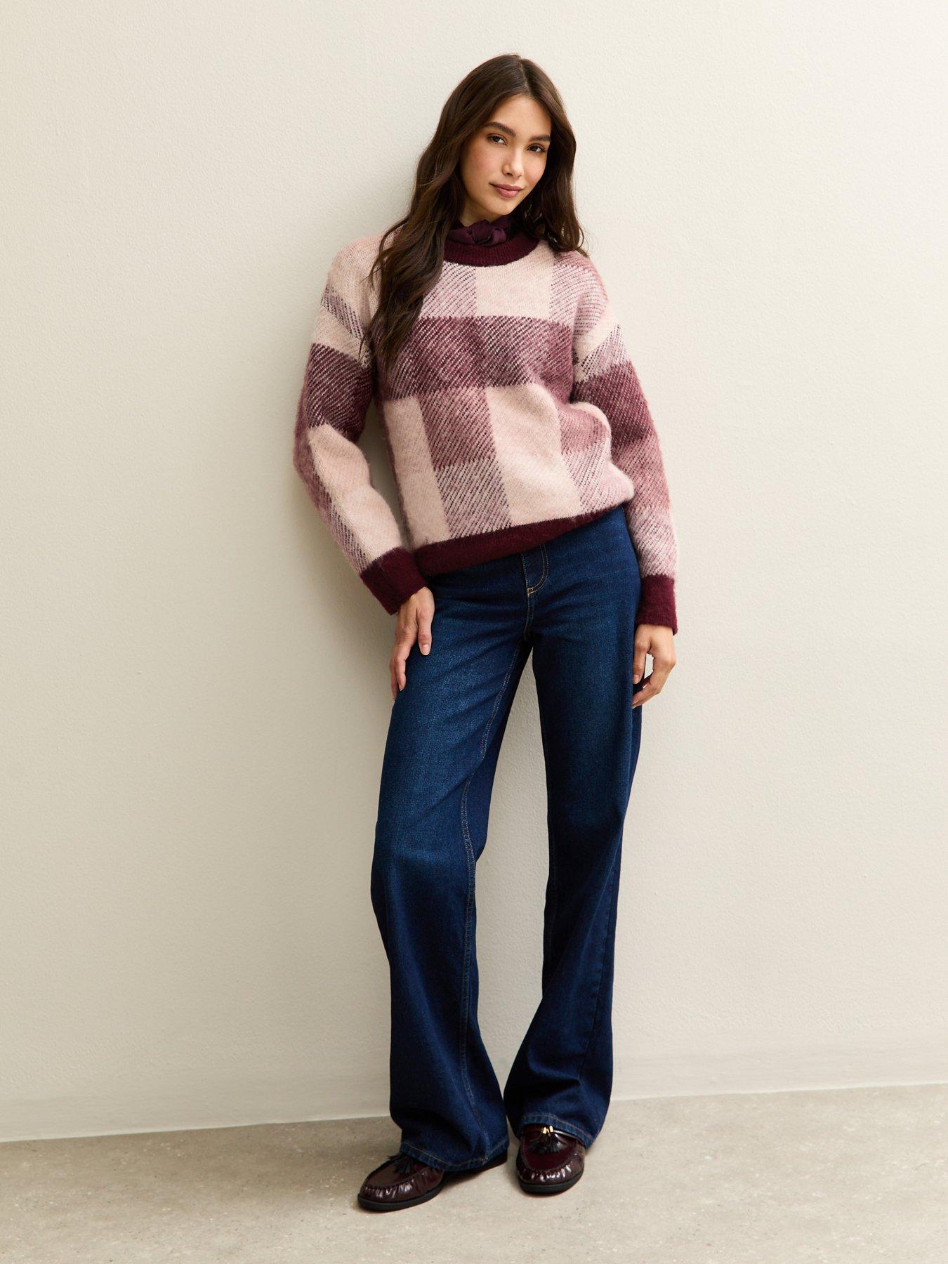Image 4 of 5 of New Look Brushed Checked Jumper - Red