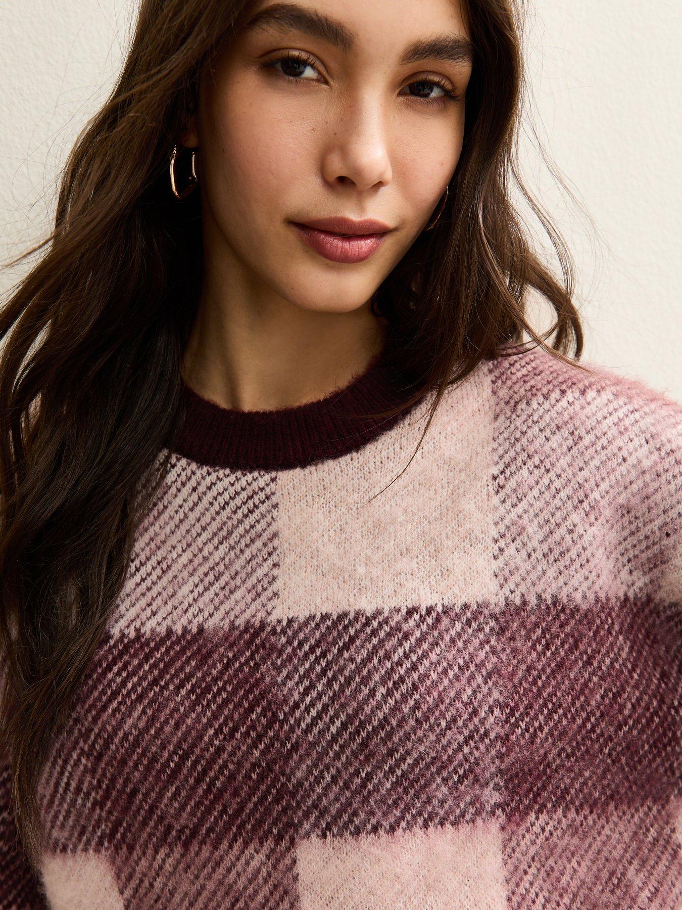 Image 5 of 5 of New Look Brushed Checked Jumper - Red