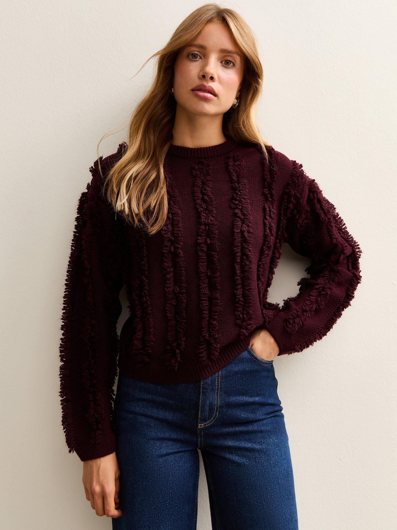 new-look-fringed-knit-jumper-burgundyfront