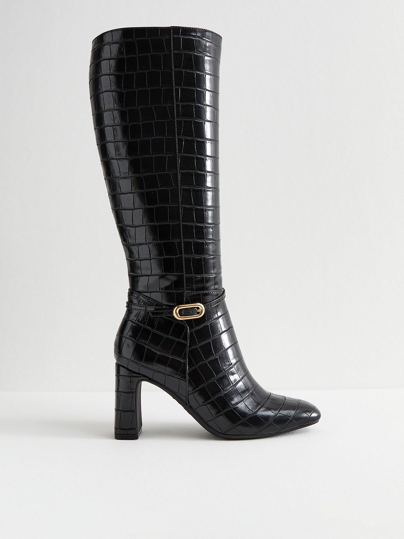 new-look-snakeskin-effect-faux-leather-knee-high-boots-black