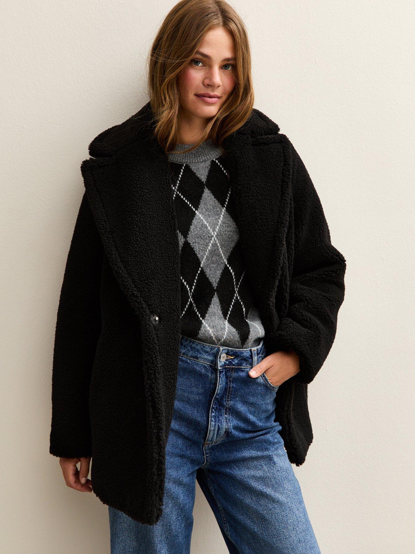 new-look-black-collared-long-sleeve-borg-coat