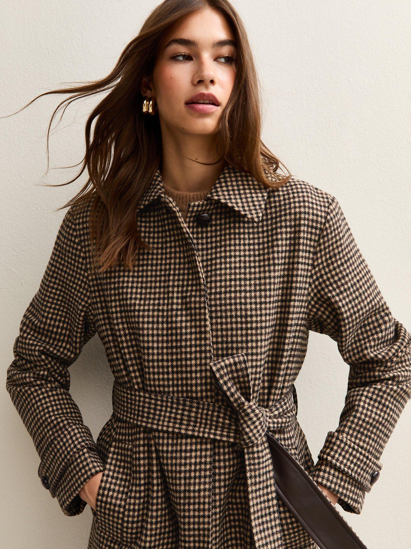 new-look-checked-belted-longline-coat-brownoutfit