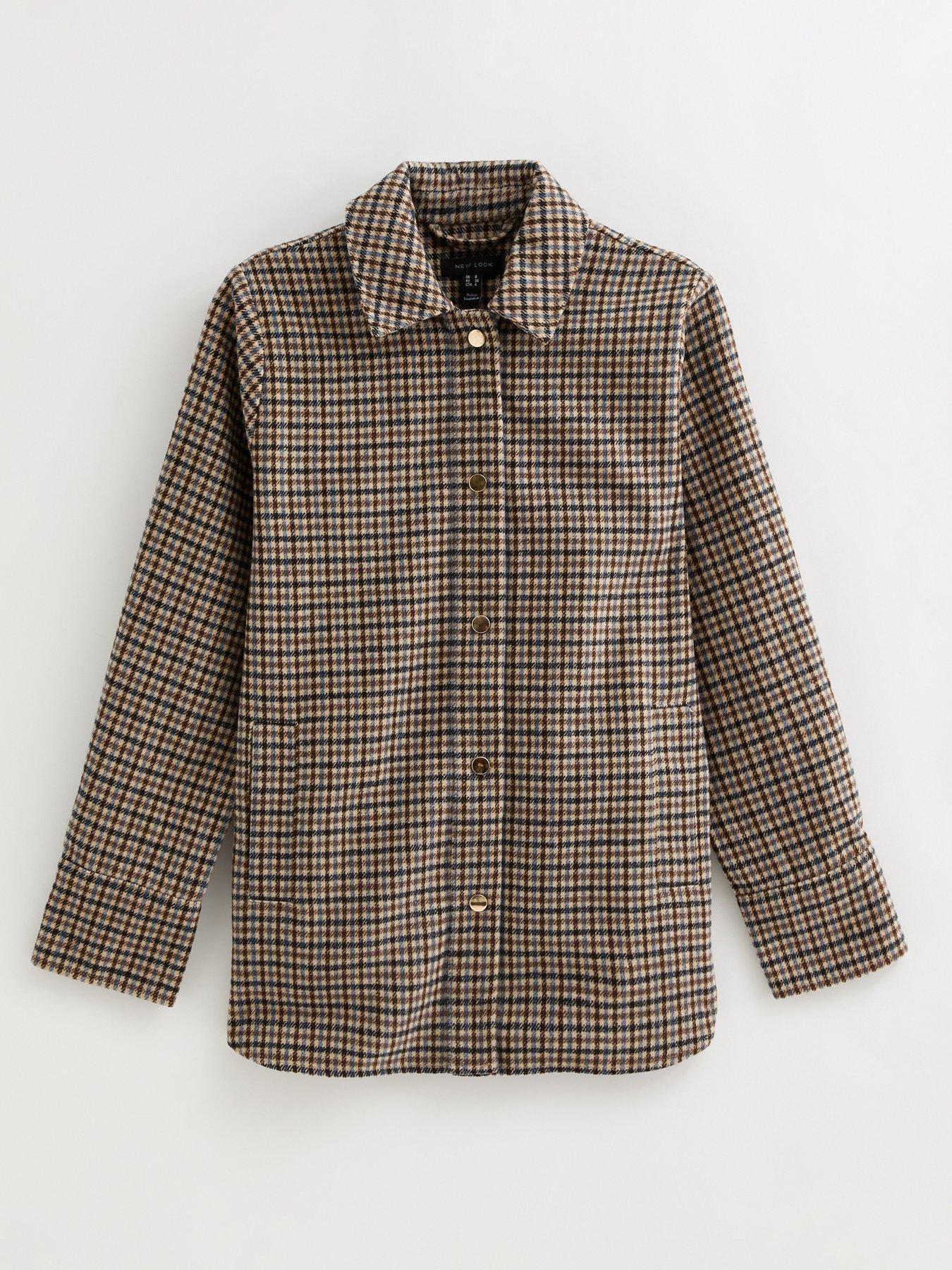 Image 5 of 5 of New Look Checked Shacket - Brown