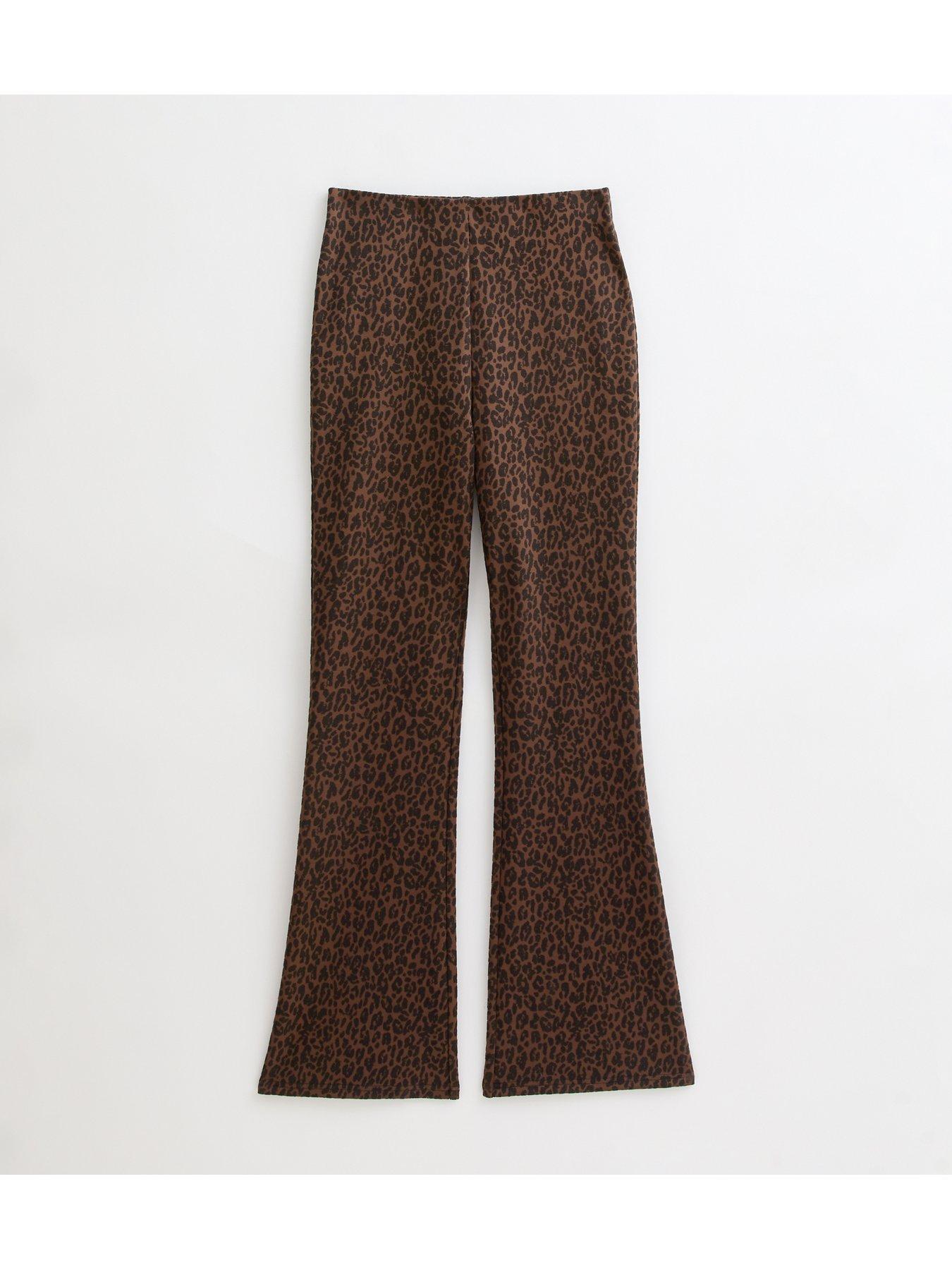 Image 5 of 5 of New Look Leopard Print Flared Trousers - Brown