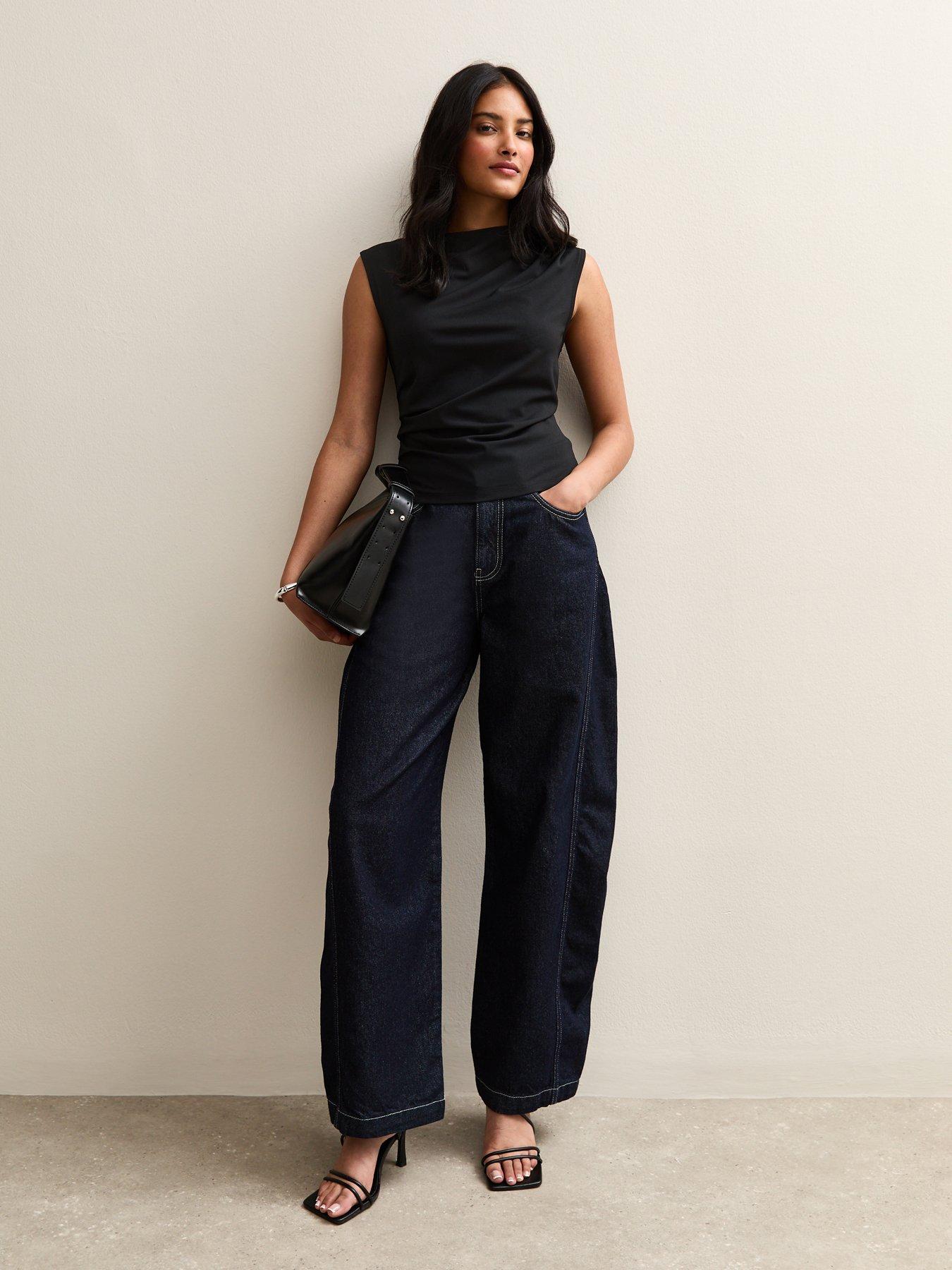 new-look-black-ruched-jersey-tank-topback