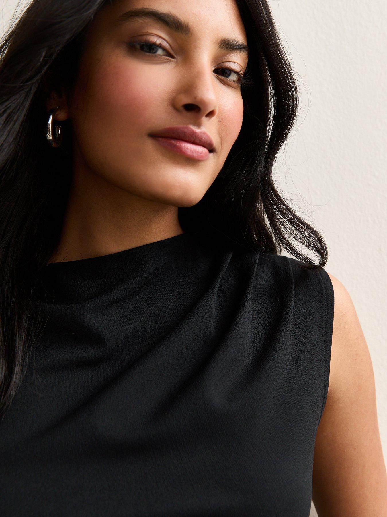 new-look-black-ruched-jersey-tank-topoutfit