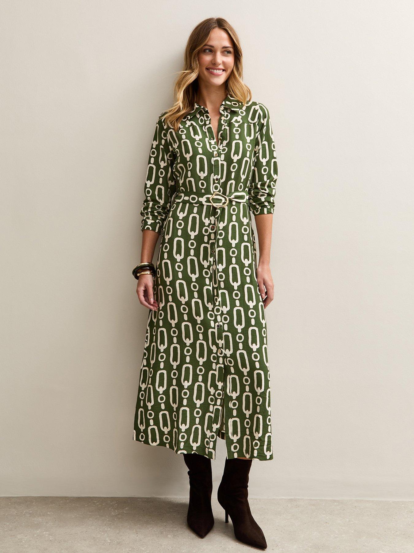 New Look Green Graphic Print Midi Shirt Dress | Very Ireland