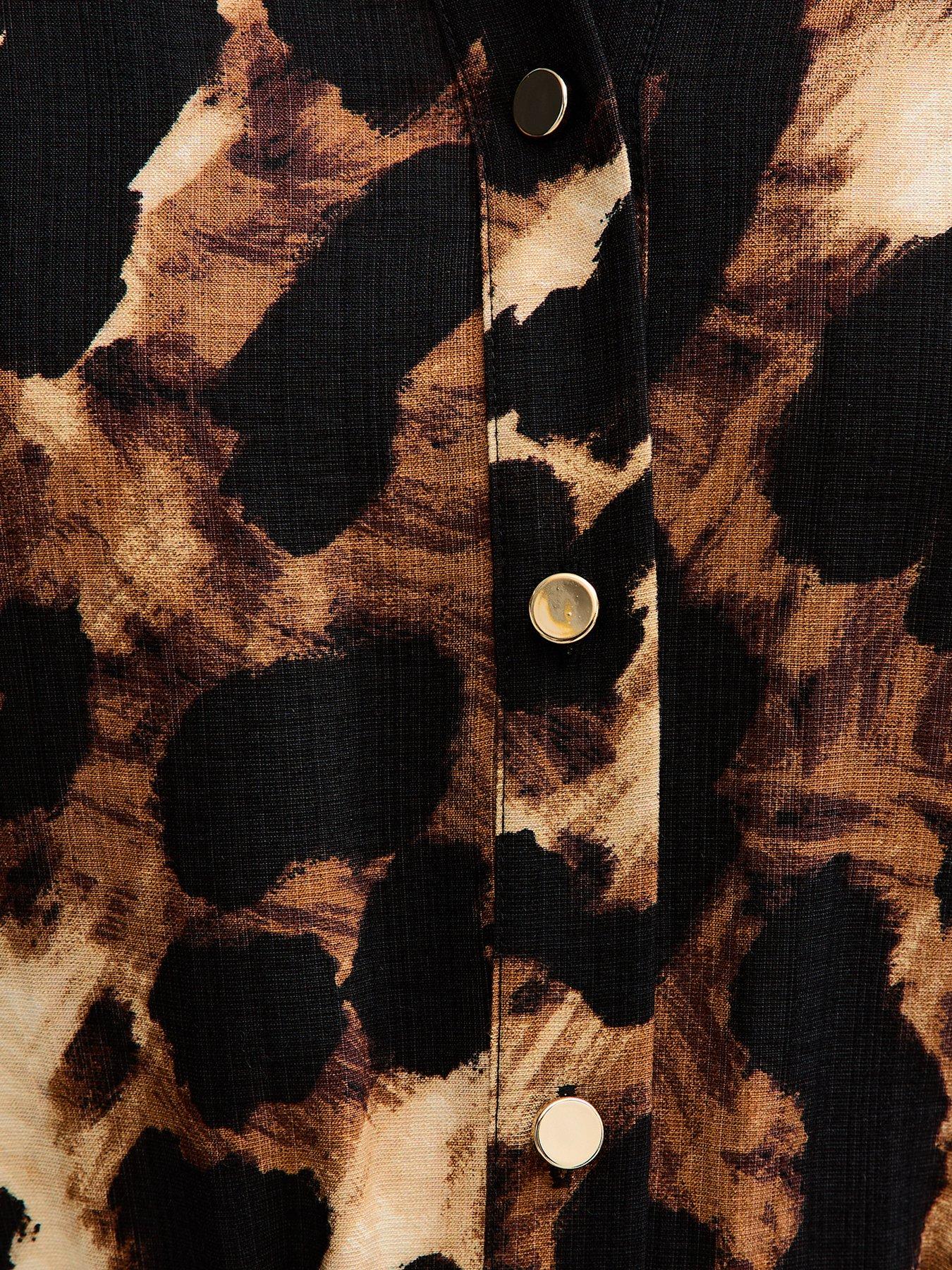 New Look Leopard Print Long Sleeve Shirt Dress - Print | Very Ireland