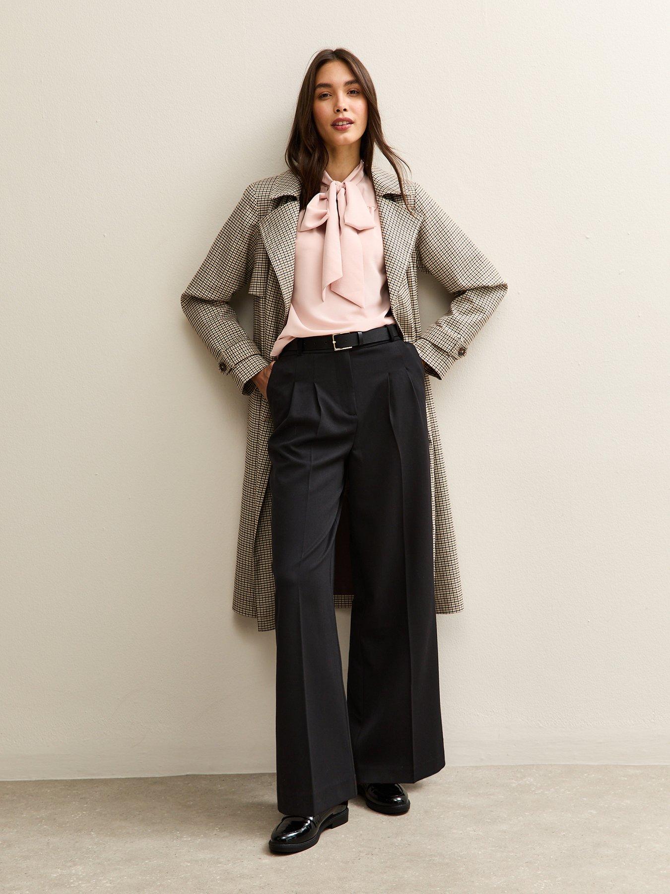 Image 3 of 4 of New Look Belted Wide Leg Tailored Trousers - Black