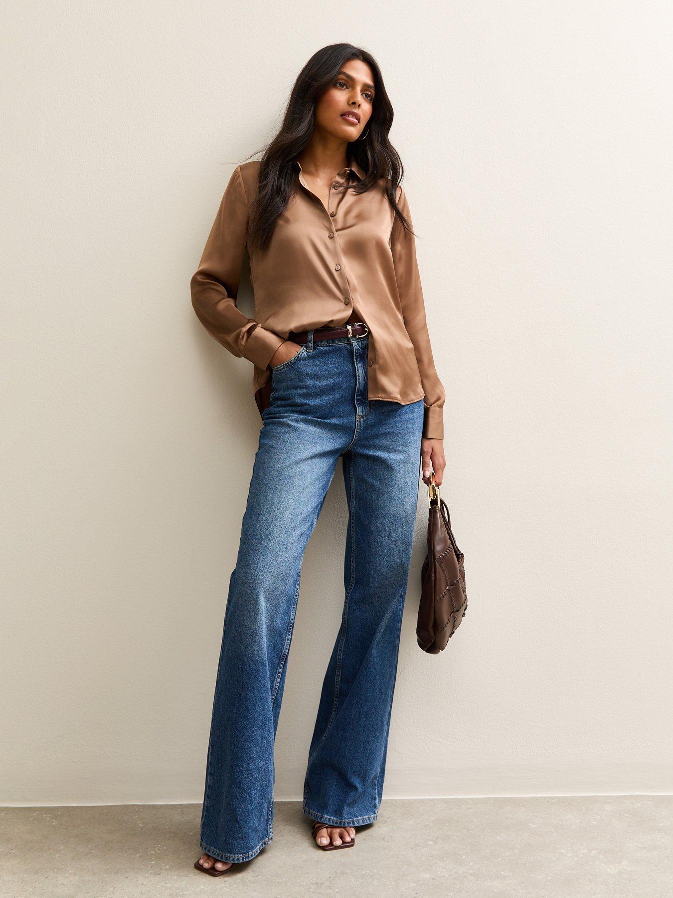 new-look-light-brown-satin-long-sleeve-shirtback