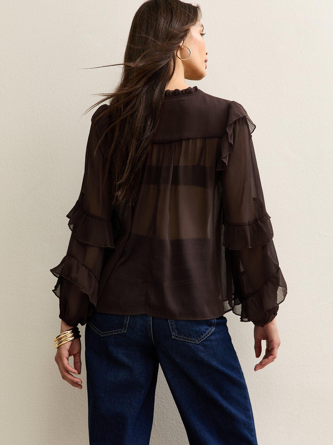 new-look-chiffon-tie-neck-blouse-brownstillFront